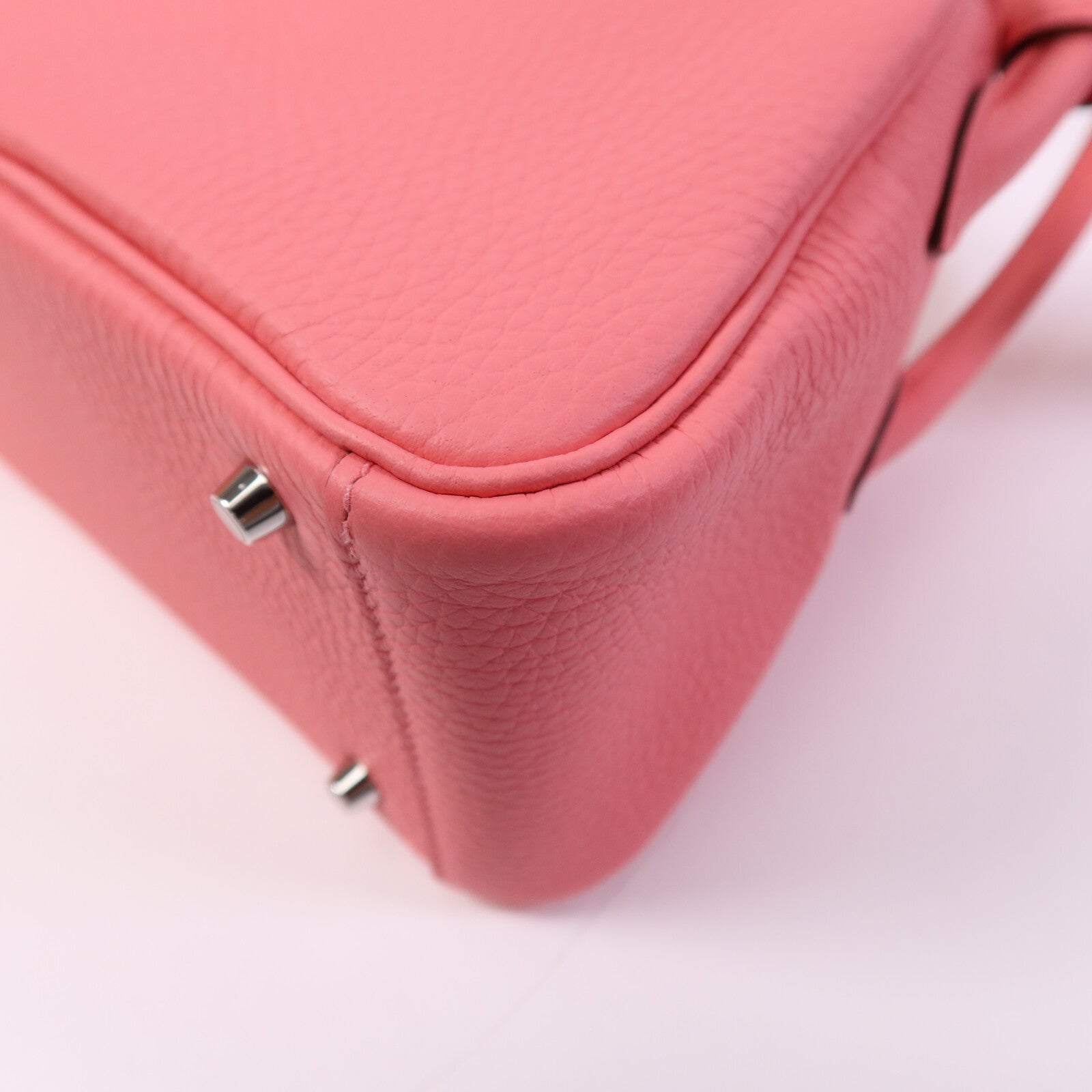 HERMES Clemence皮革Mini Lindy金扣手挽肩背兩用袋Rose Azalee