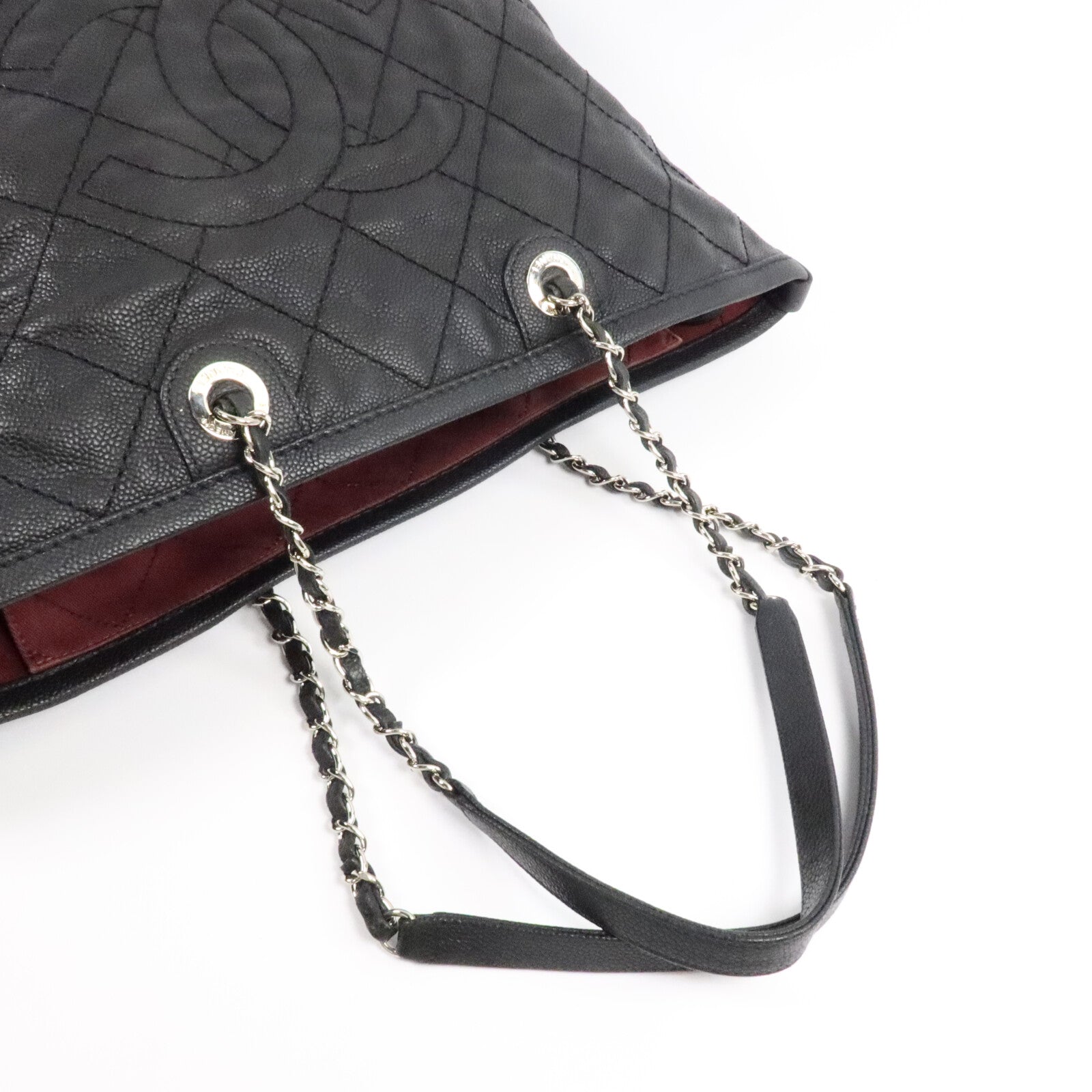 CHANEL 牛皮皮革Grand Shopping Tote鏈帶肩背袋