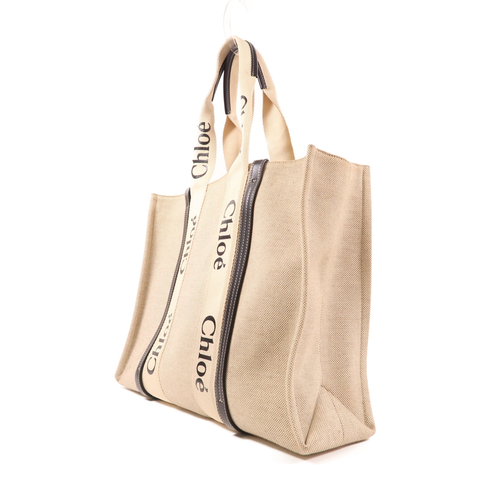 Chloe Large Woody Handbag Canvas Beige/Navy