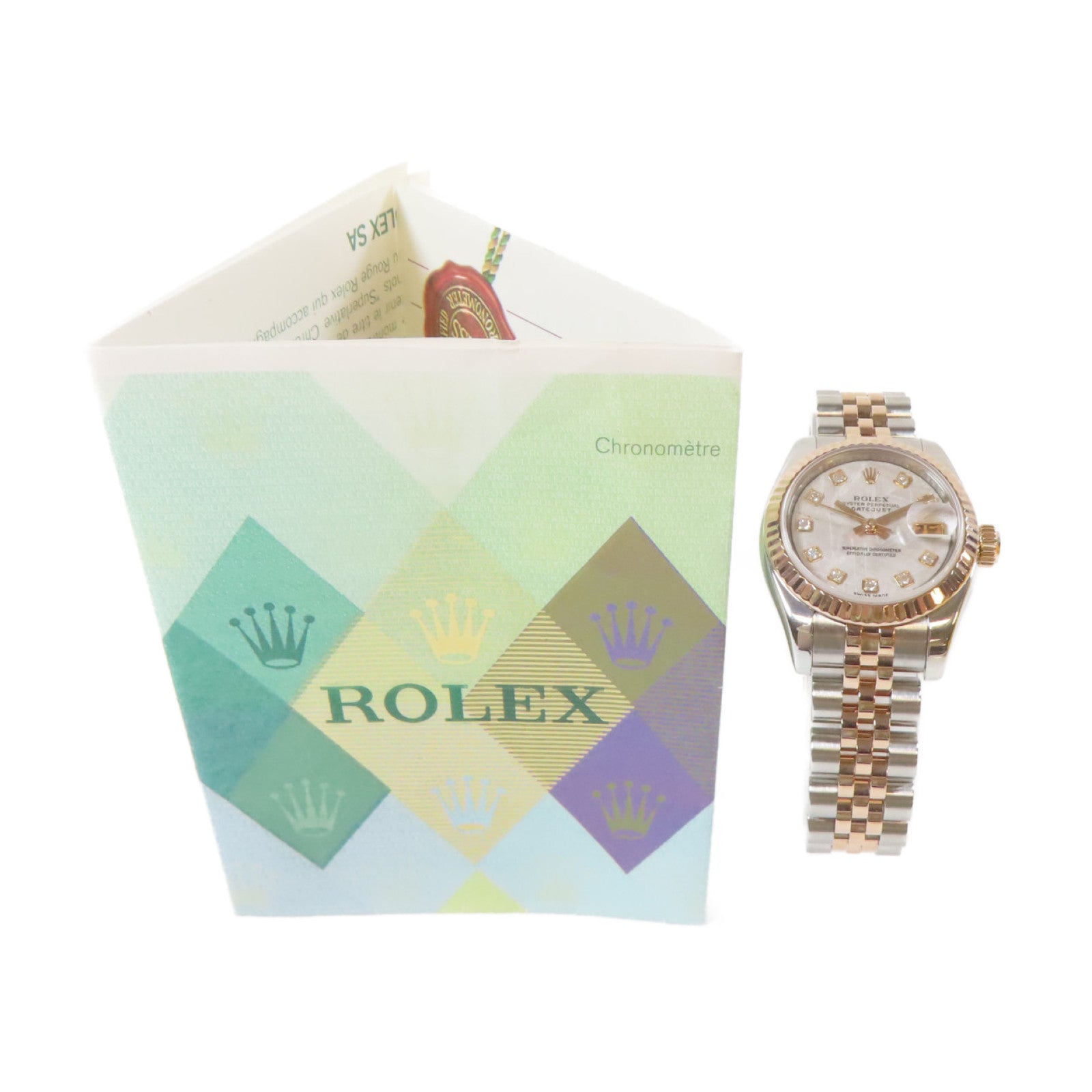 ROLEX Datejust 26mm 18K玫瑰金/不鏽鋼手錶自動機芯銀色