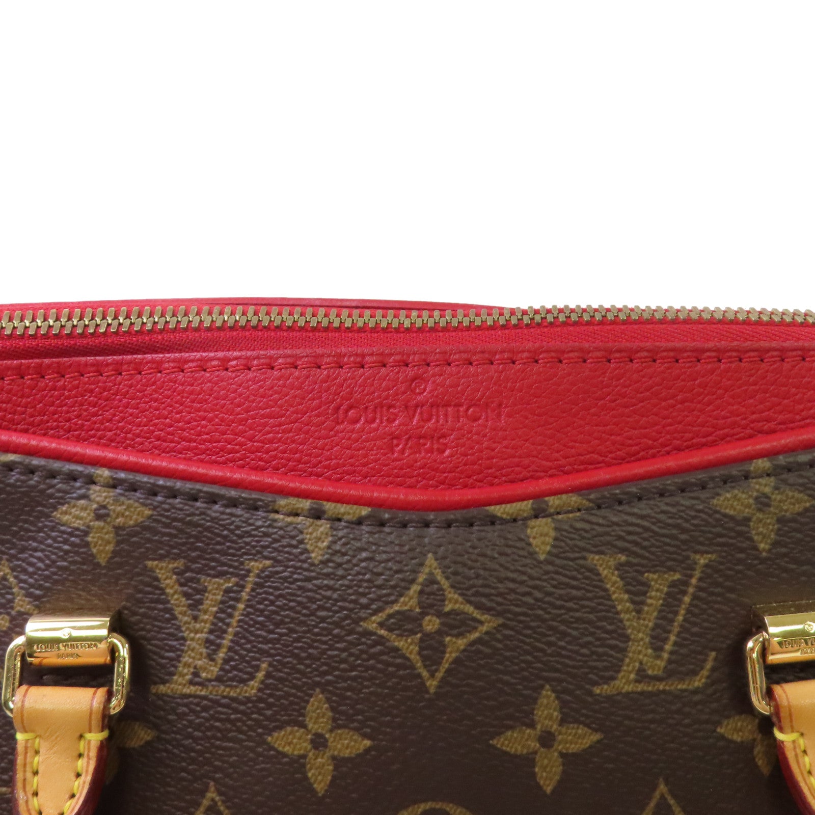 LOUIS VUITTON Monogram Pallas MM 2Way Shoulder Bag金扣手挽肩背兩用袋啡色/紅色