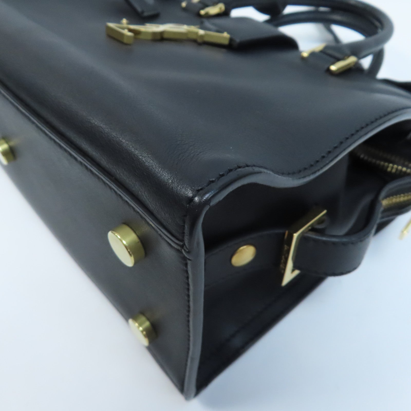 SAINT LAURENT 牛皮皮革2 Way Shoulder金扣手挽肩背兩用袋黑色