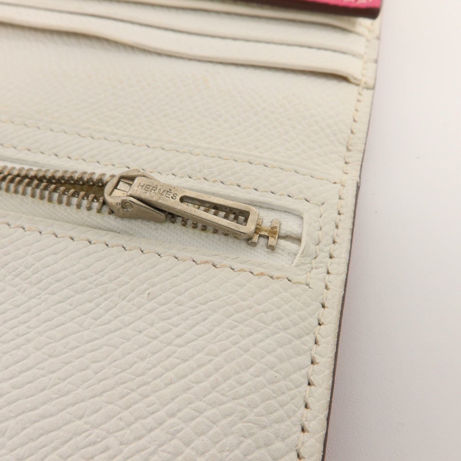 HERMES Epsom皮革Bearn Souffle Wallet長錢包Rose Tyrien/Craie