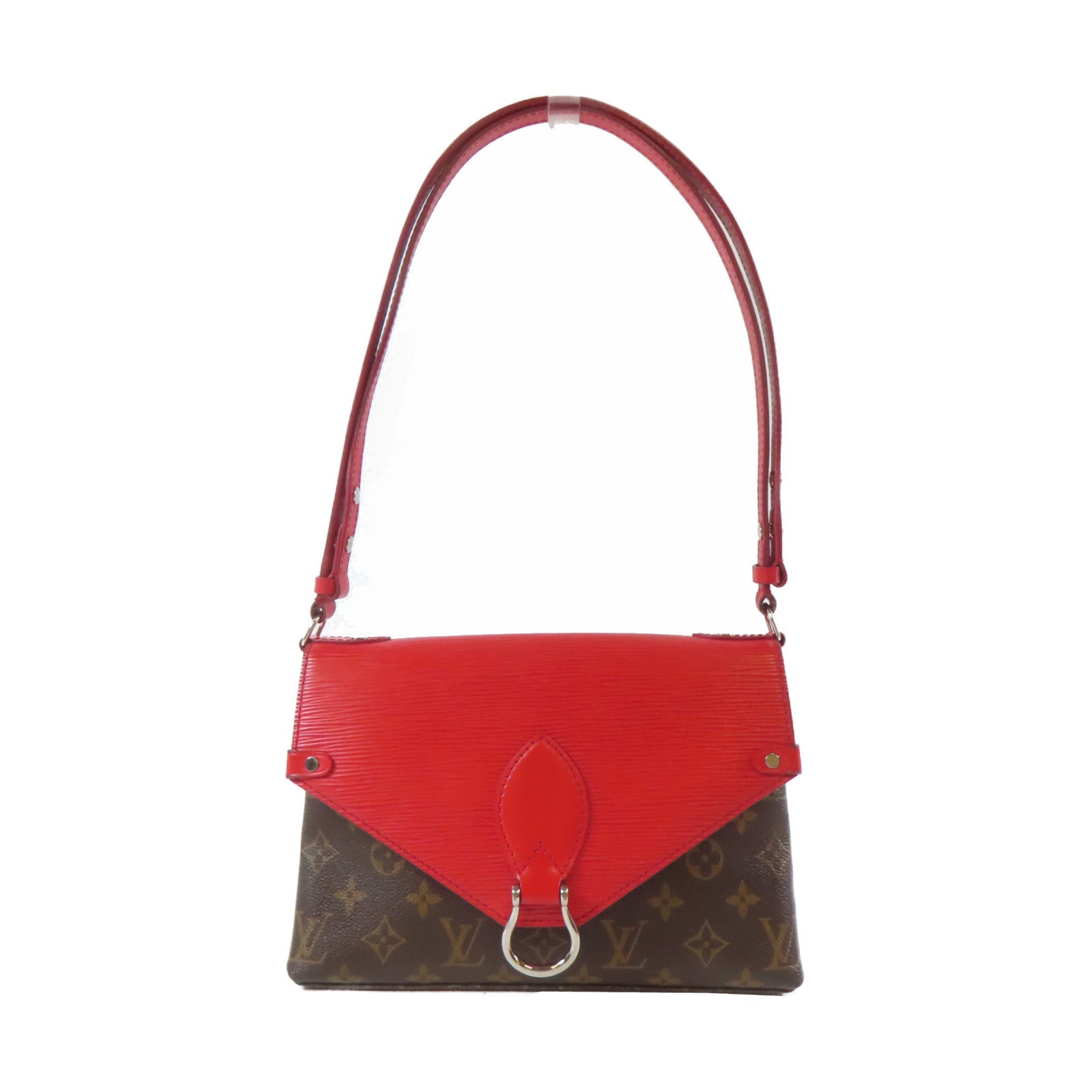 LOUIS VUITTON Monogram/Epi Saint Michel銀扣肩背袋啡色/紅色