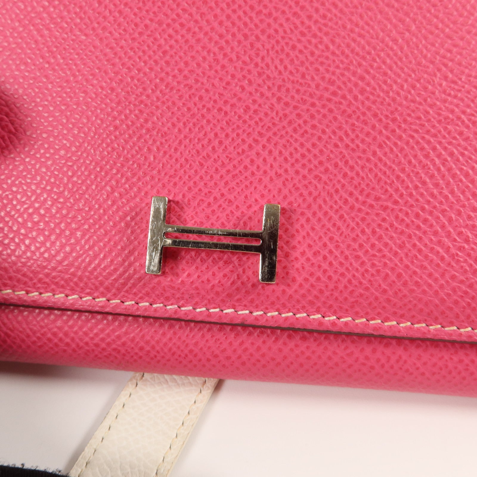 HERMES Epsom皮革Bearn Souffle Wallet長錢包Rose Tyrien/Craie