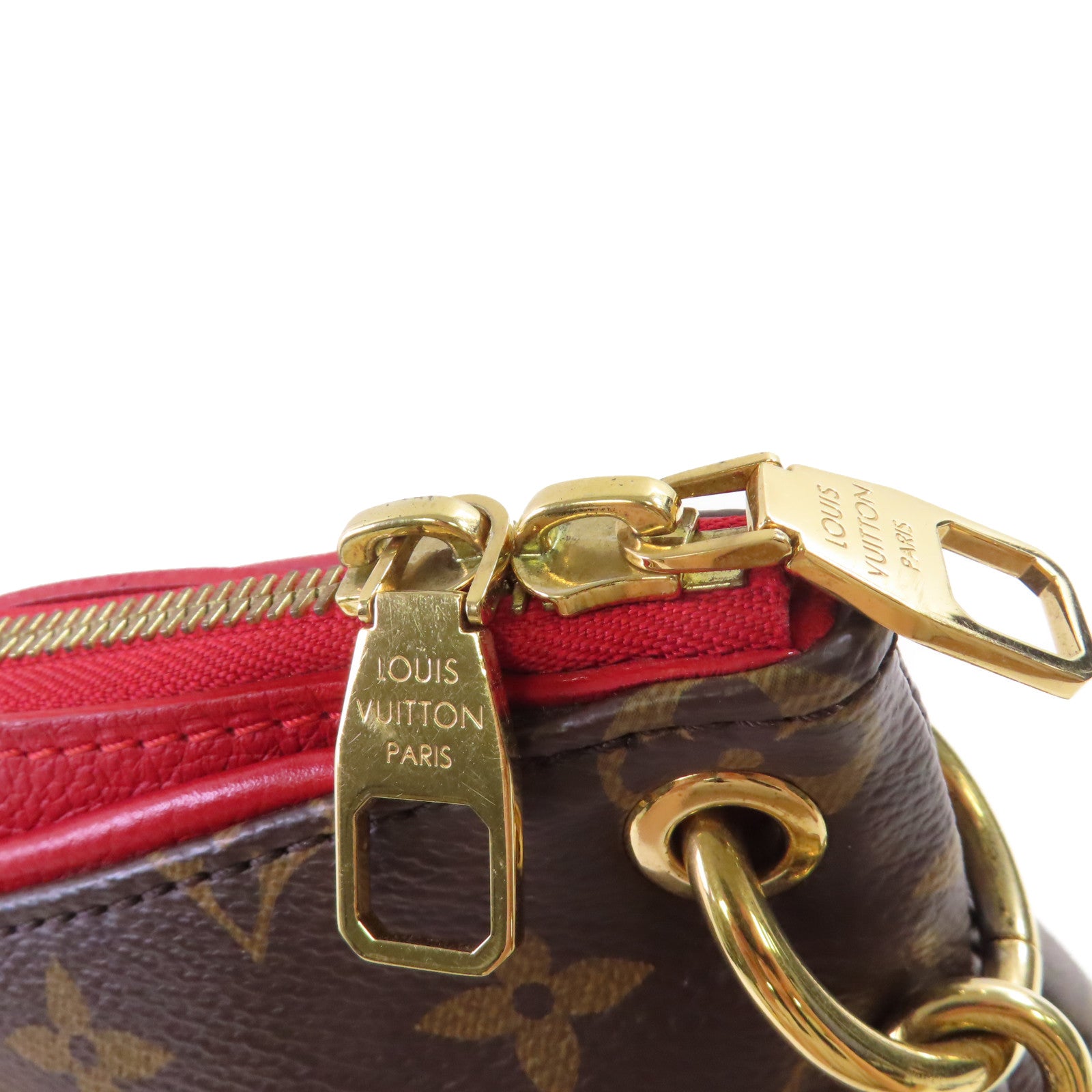 LOUIS VUITTON Monogram Pallas MM 2Way Shoulder Bag金扣手挽肩背兩用袋啡色/紅色