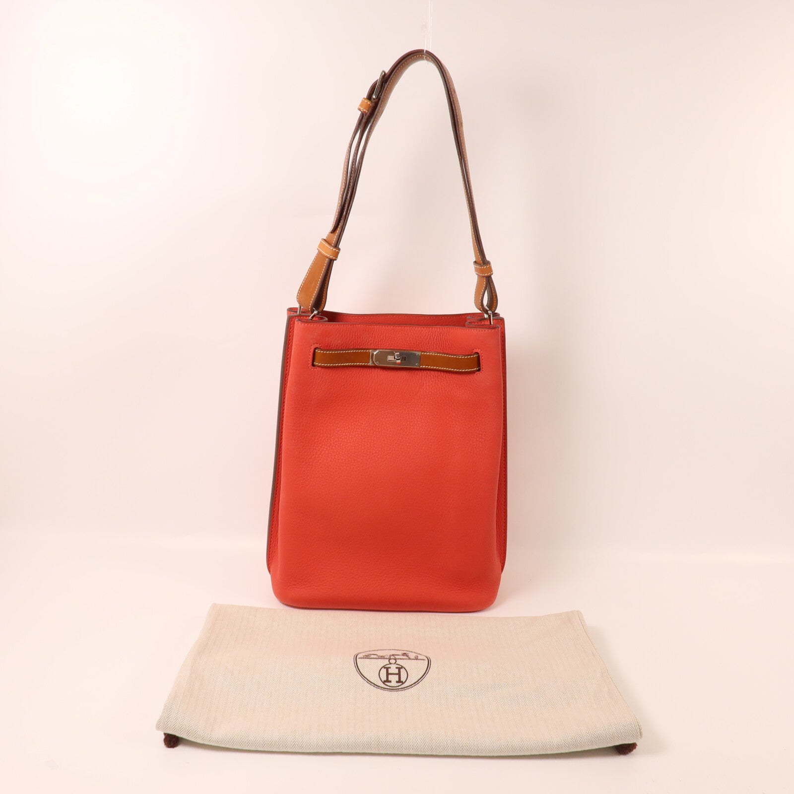 HERMES Togo皮革So Kelly 22肩背袋Fauve/Rose Jaipur