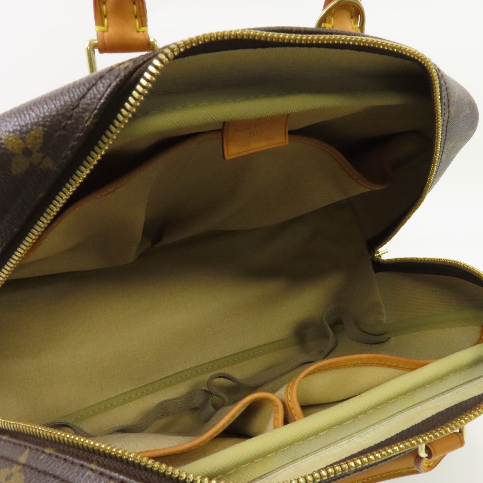 LOUIS VUITTON Monogram Deauville金扣手挽袋棕色