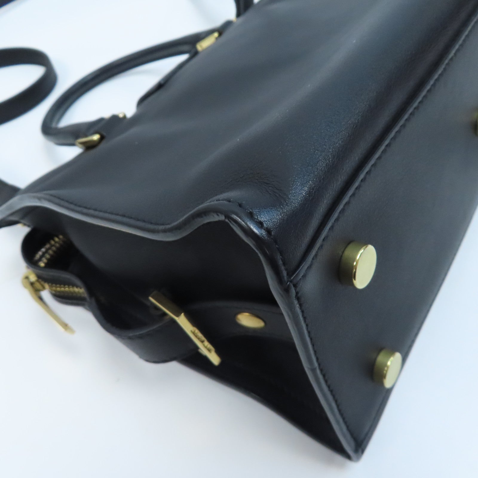 SAINT LAURENT 牛皮皮革2 Way Shoulder金扣手挽肩背兩用袋黑色