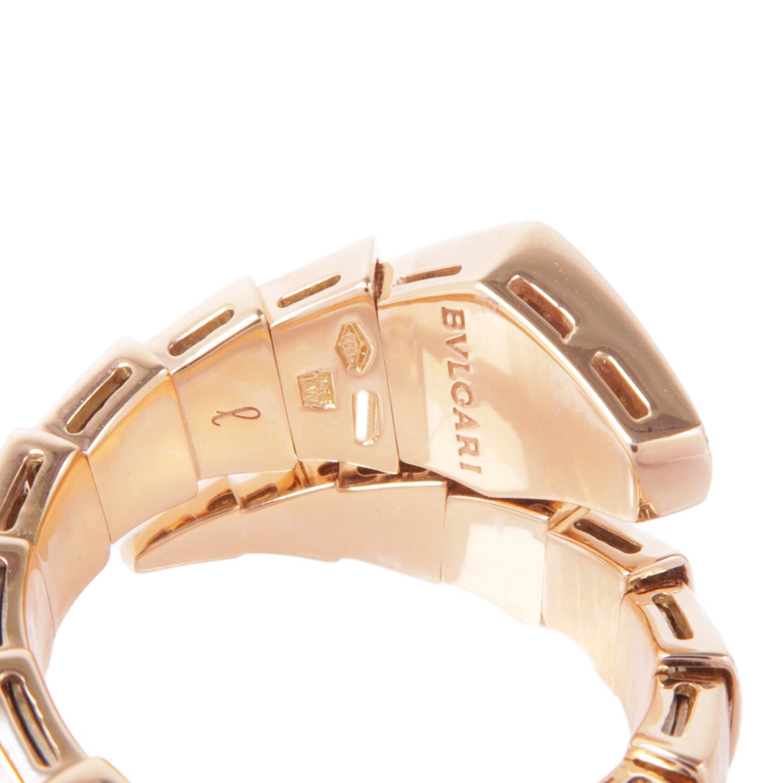 BVLGARI 18K玫瑰金Serpenti Viper Ring鑽石戒指Bvlgari#53/US#6.5
