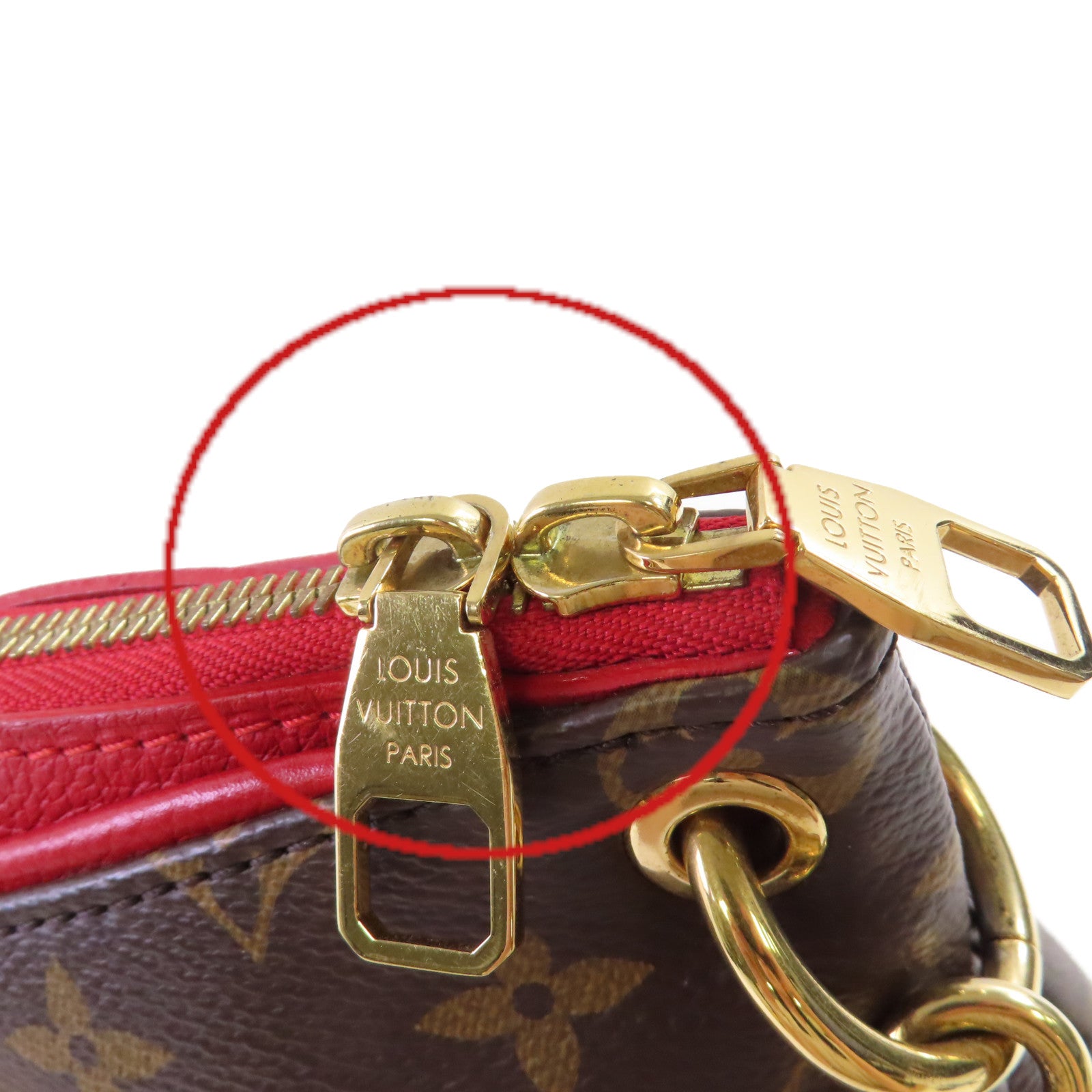 LOUIS VUITTON Monogram Pallas MM 2Way Shoulder Bag金扣手挽肩背兩用袋啡色/紅色