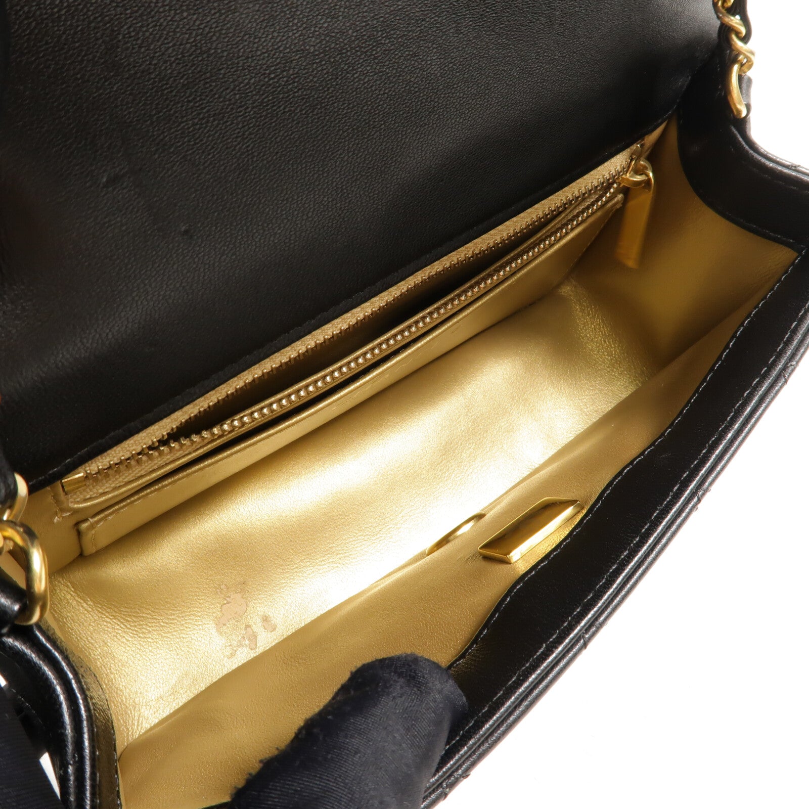 CHANEL 羊皮皮革Mini Classic 20 Gold Ball鏈帶肩背袋