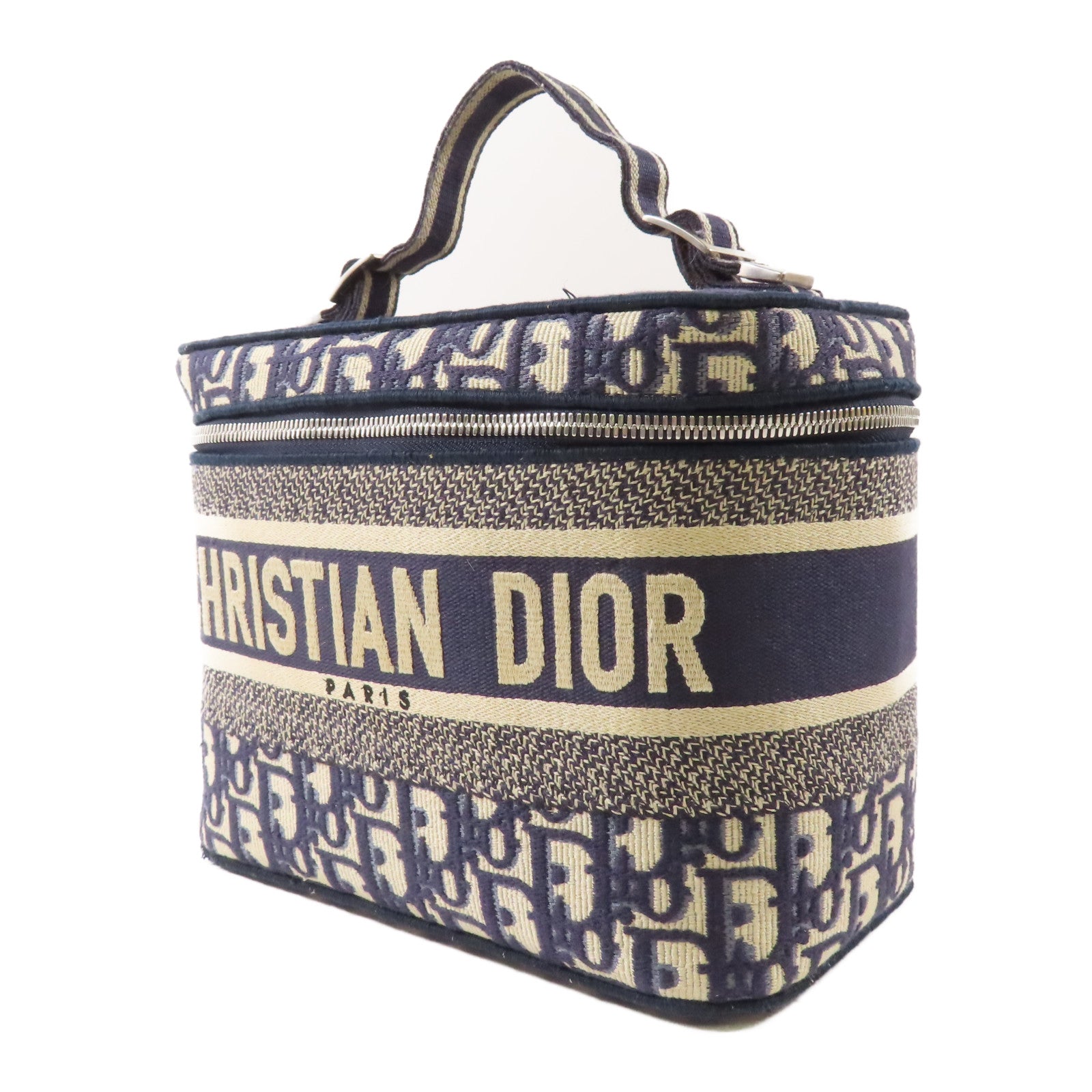 Dior 帆布Vanity case銀扣手挽袋