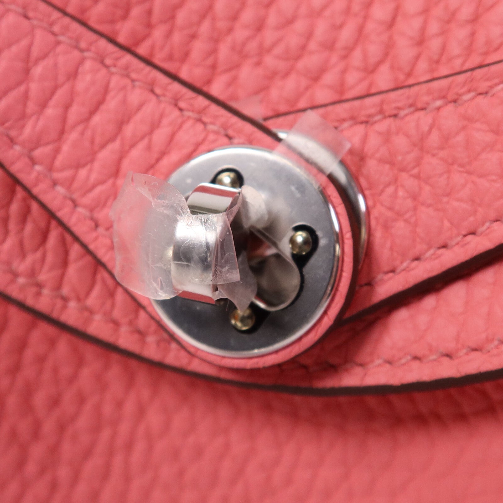 HERMES Clemence皮革Mini Lindy金扣手挽肩背兩用袋Rose Azalee