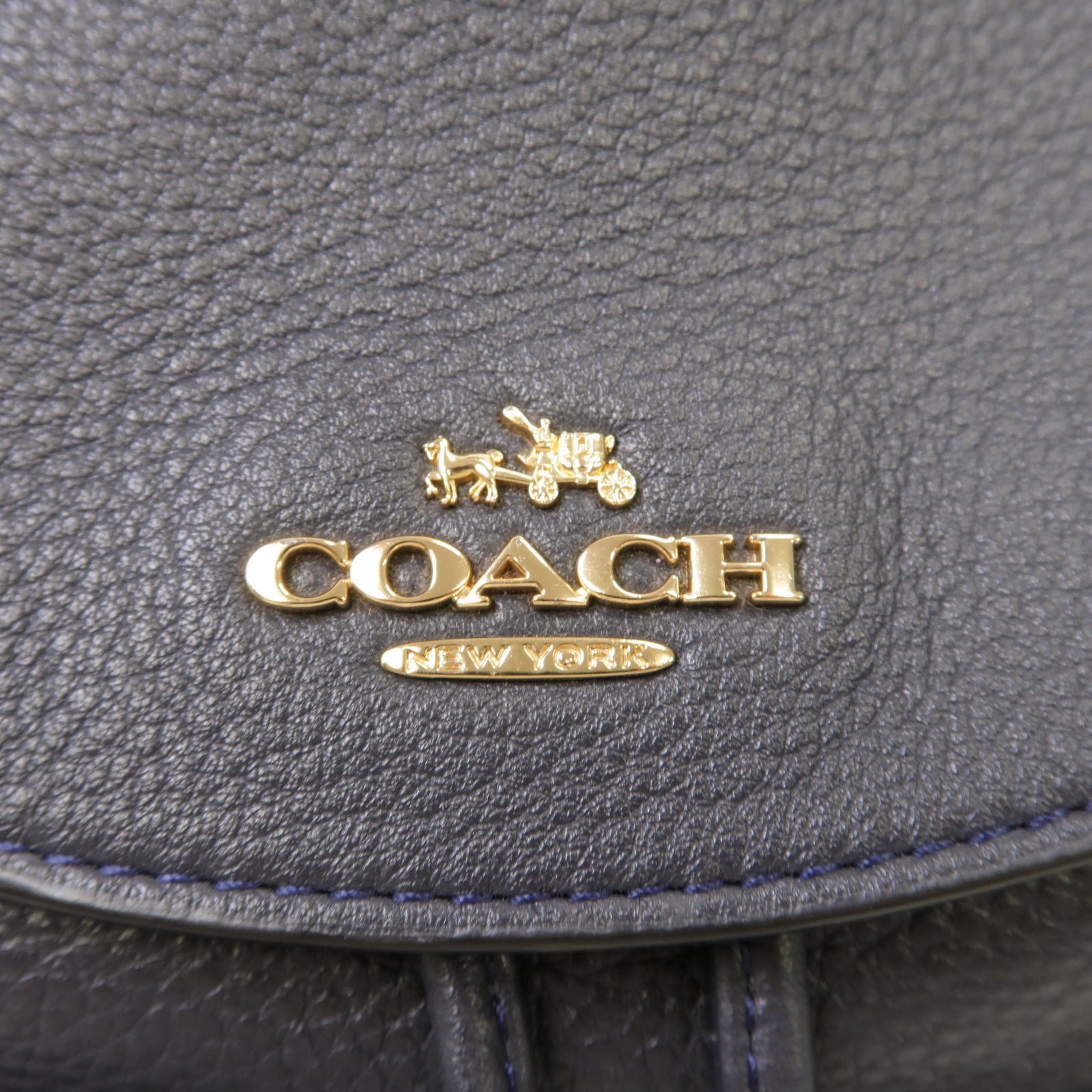 COACH 牛皮皮革Backpack金扣背包深藍色