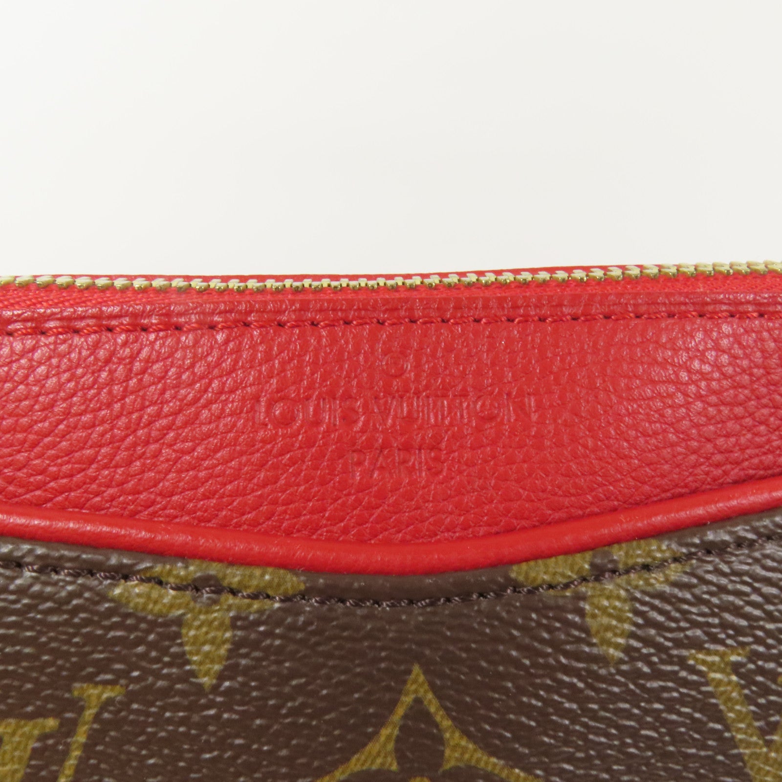 LOUIS VUITTON Monogram Pallas金扣手挽肩背兩用袋棕色/紅色