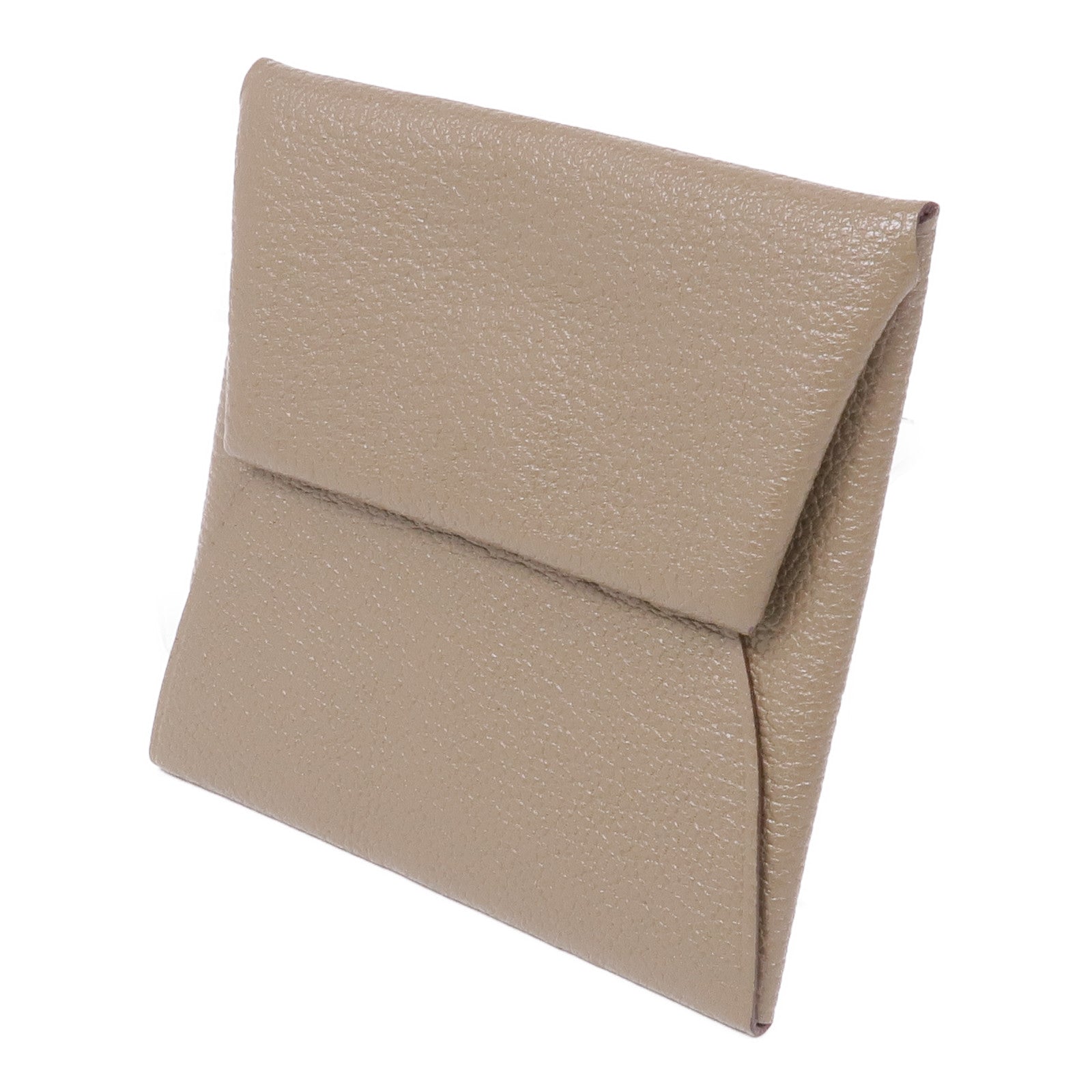 HERMES Chevre皮革Bastia Change Purse零錢包18 Etoupe