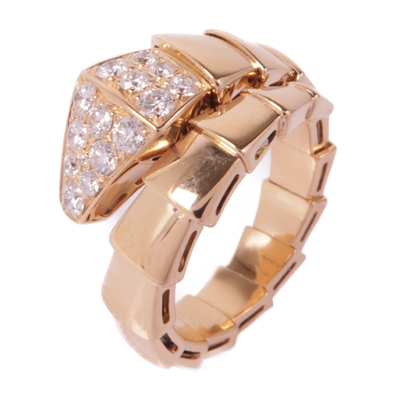 BVLGARI 18K玫瑰金Serpenti Viper Ring鑽石戒指Bvlgari#53/US#6.5