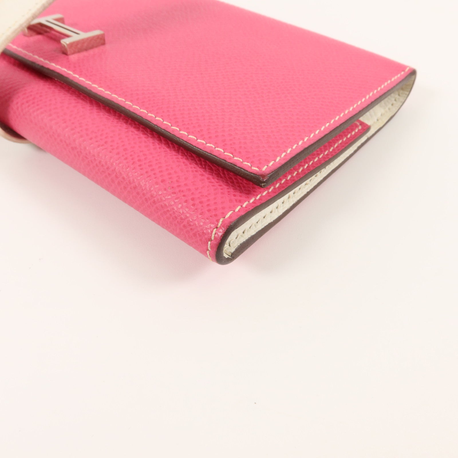 HERMES Epsom皮革Bearn Souffle Wallet長錢包Rose Tyrien/Craie