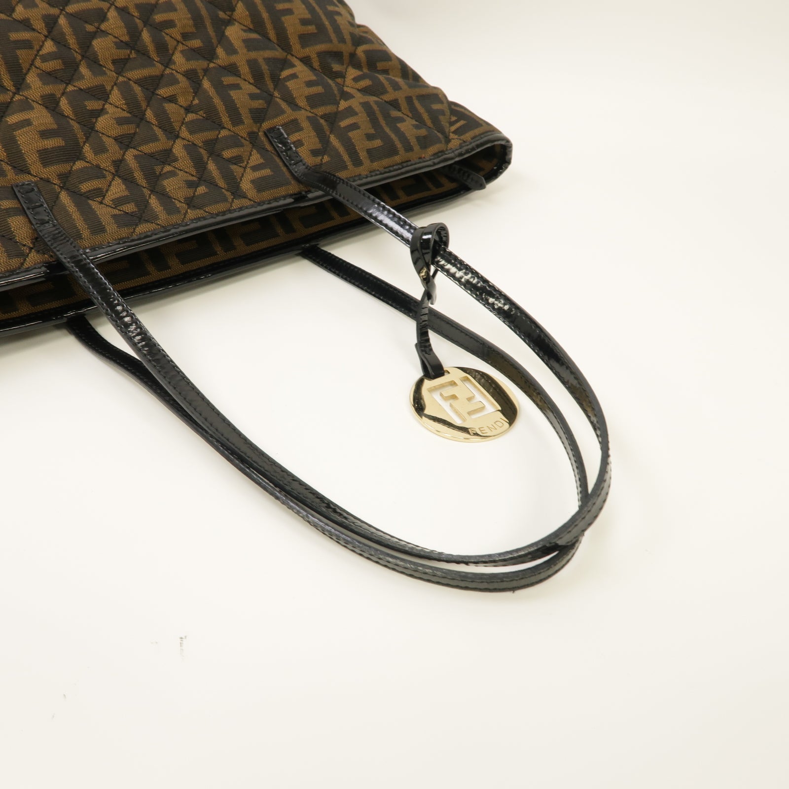 FENDI 帆布Tote Bag金扣手挽袋棕色