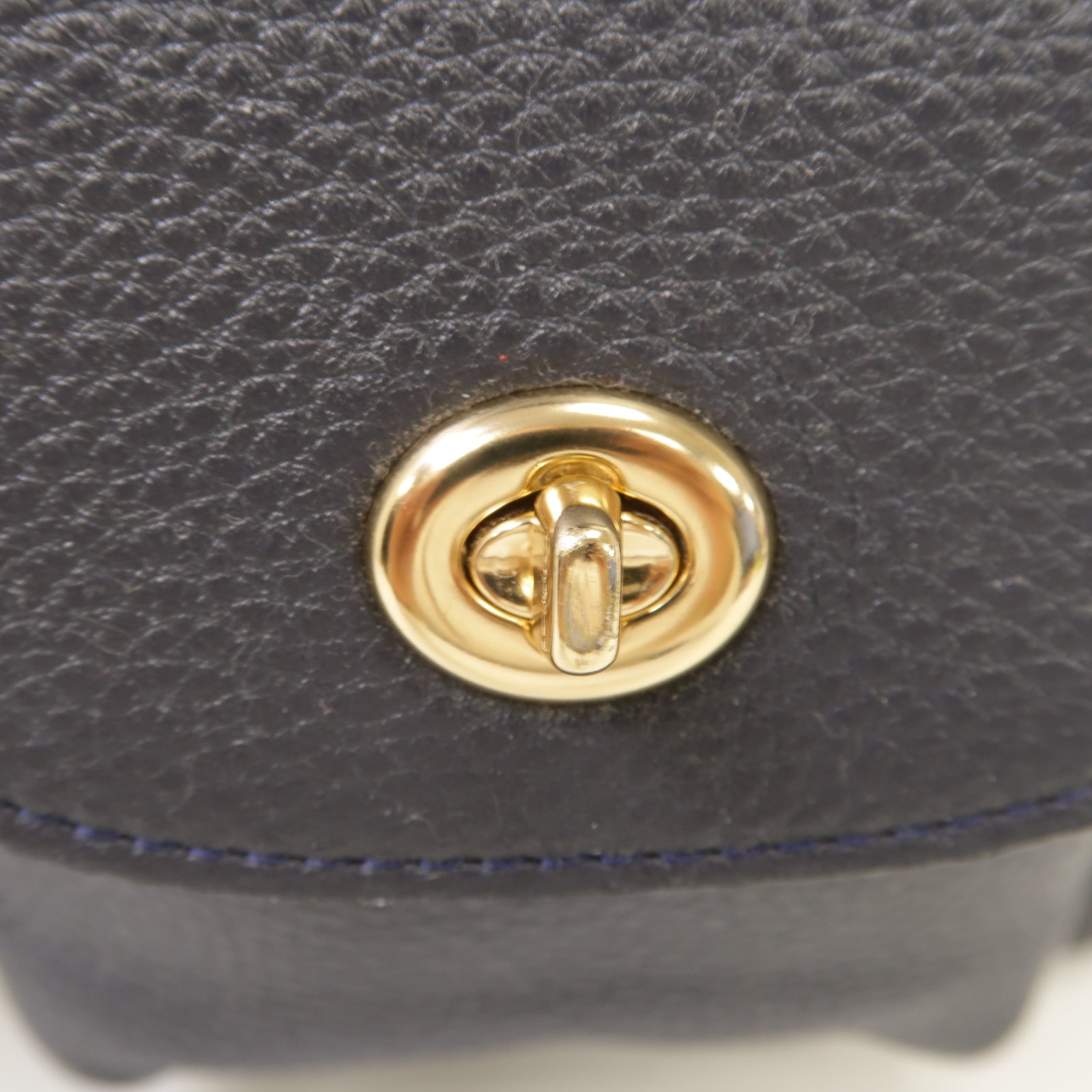 COACH 牛皮皮革Backpack金扣背包深藍色