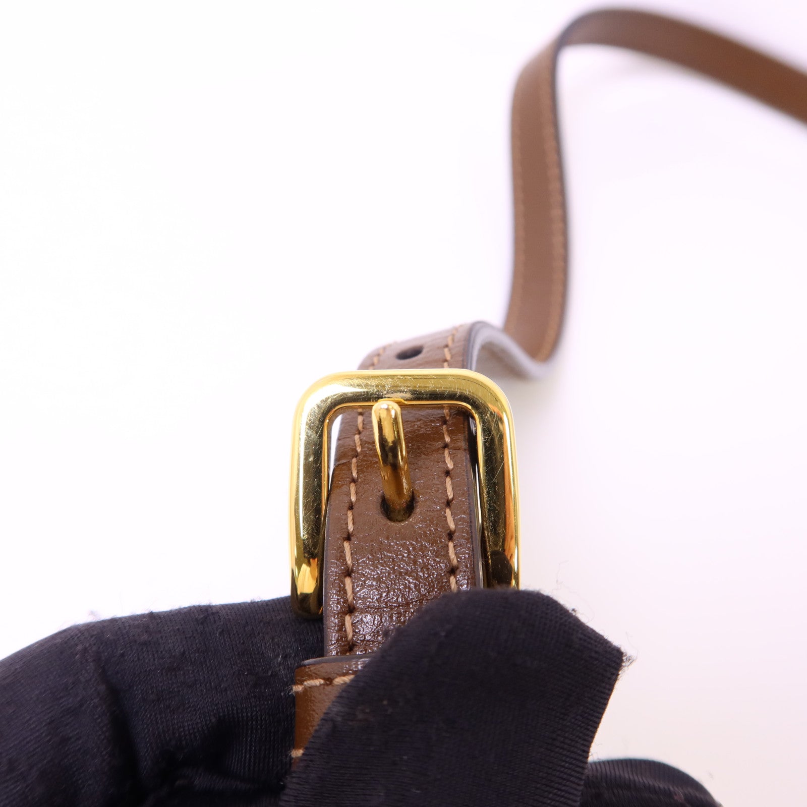 GUCCI 塗層帆布Horsebit 1955 Shoulder Bag金扣肩背袋