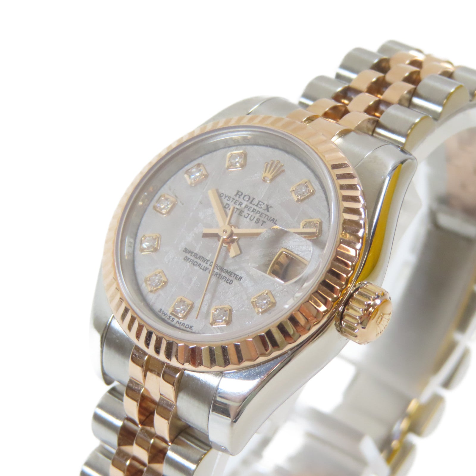 ROLEX Datejust 26mm 18K玫瑰金/不鏽鋼手錶自動機芯銀色