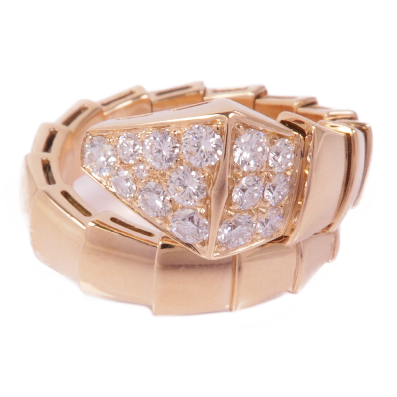BVLGARI 18K玫瑰金Serpenti Viper Ring鑽石戒指Bvlgari#53/US#6.5