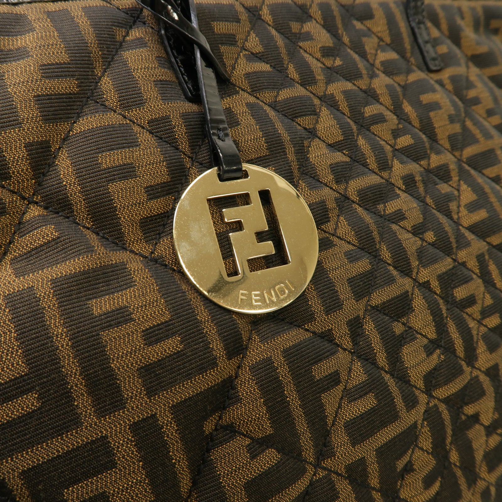 FENDI 帆布Tote Bag金扣手挽袋棕色