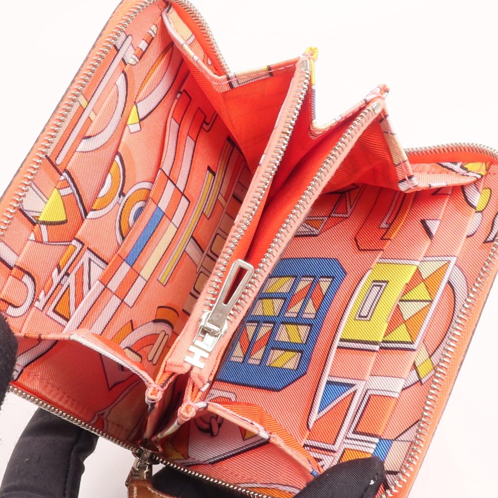 HERMES Epsom皮革Silk'In Compact Wallet錢包Capucine