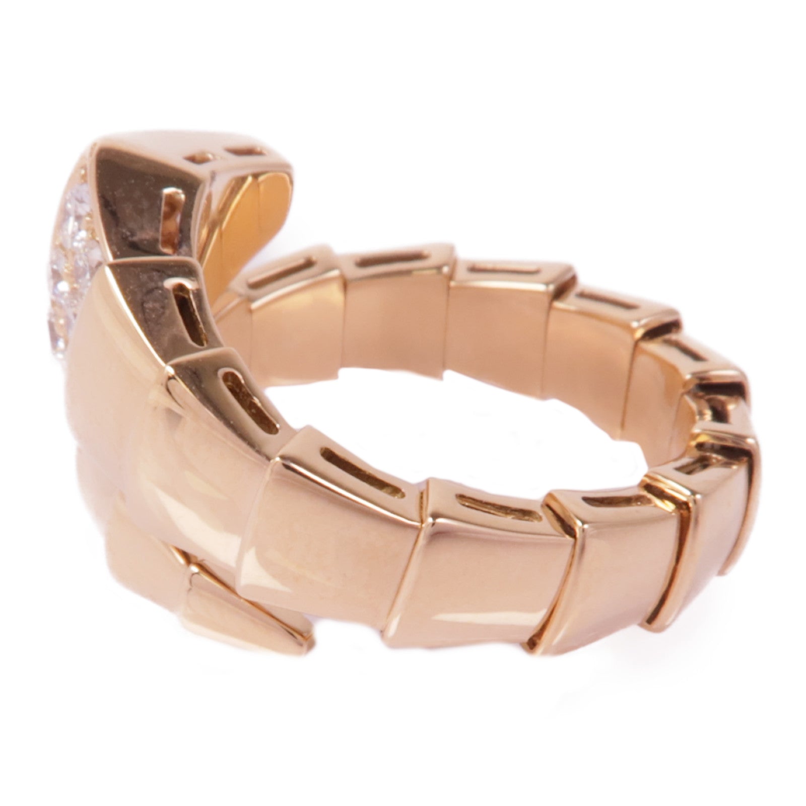BVLGARI 18K玫瑰金Serpenti Viper Ring鑽石戒指Bvlgari#53/US#6.5