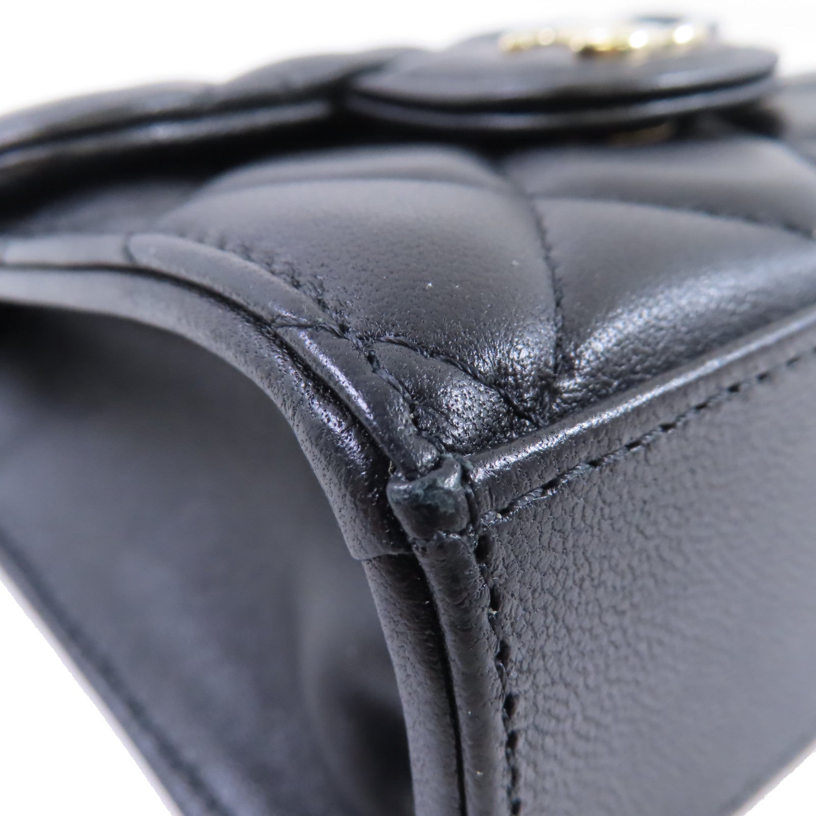 CHANEL 羊皮皮革Chain Shoulder Bag金扣鏈帶肩背袋黑色