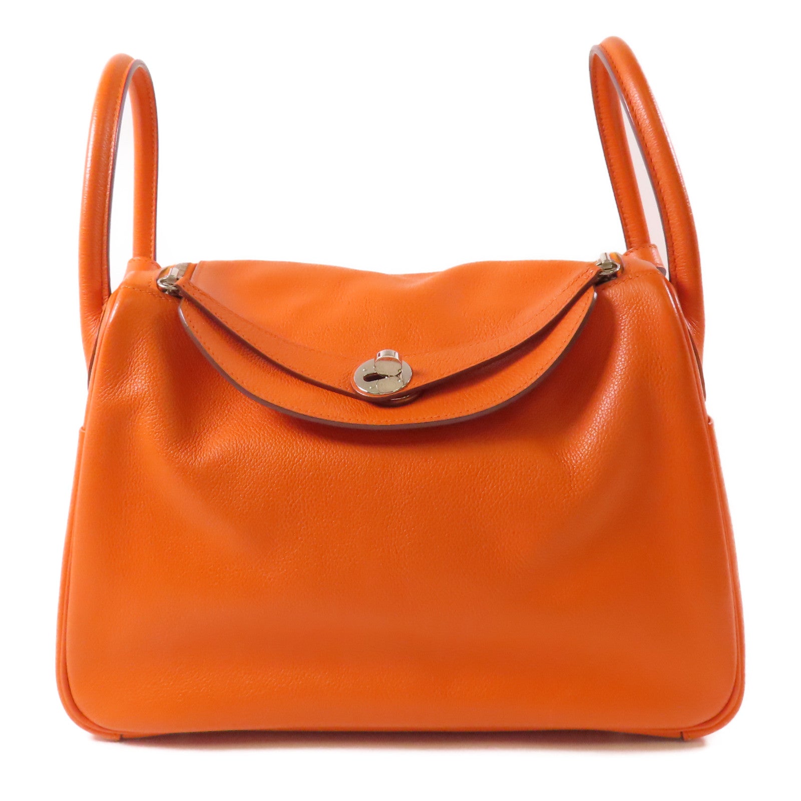 HERMES Evercolor皮革Lindy 30銀扣手挽肩背兩用袋93 Orange