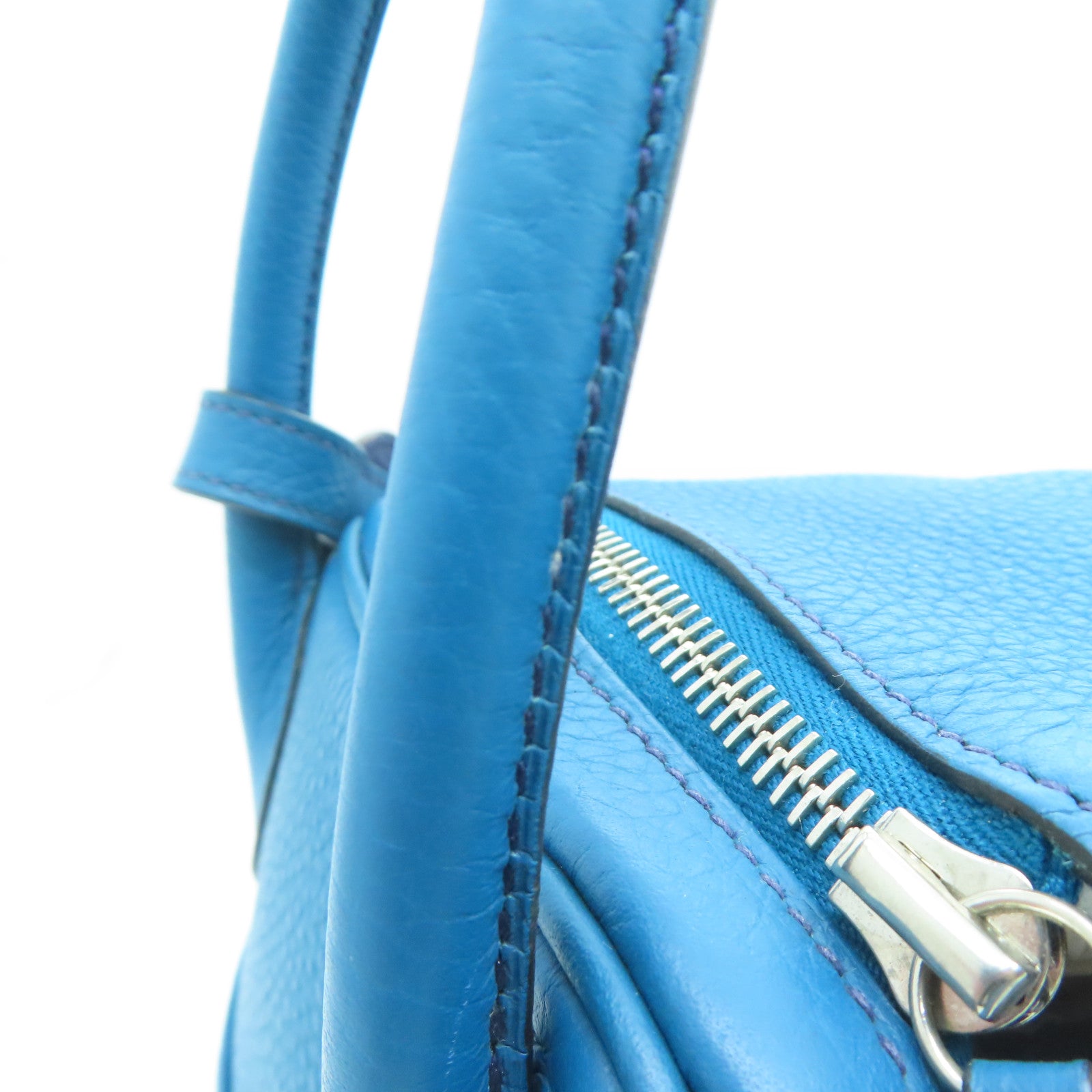 HERMES 【激減優惠】Clemence皮革Lindy 30 Shoulder Bag銀扣肩背袋伊玆密爾藍/Bleu Izmir/7W