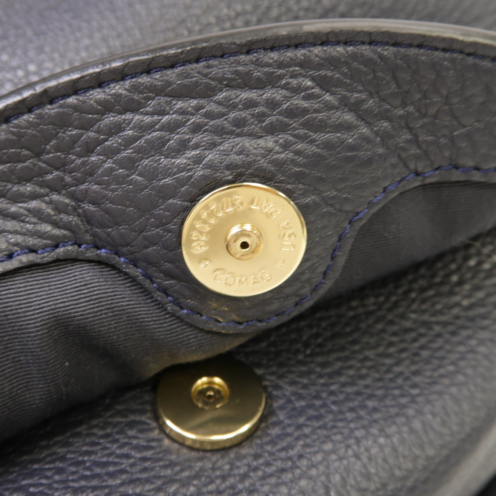 COACH 牛皮皮革Backpack金扣背包深藍色