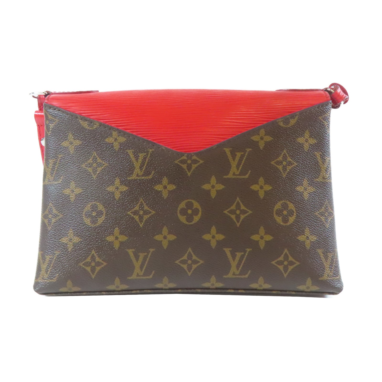 LOUIS VUITTON Monogram/Epi Saint Michel銀扣肩背袋啡色/紅色