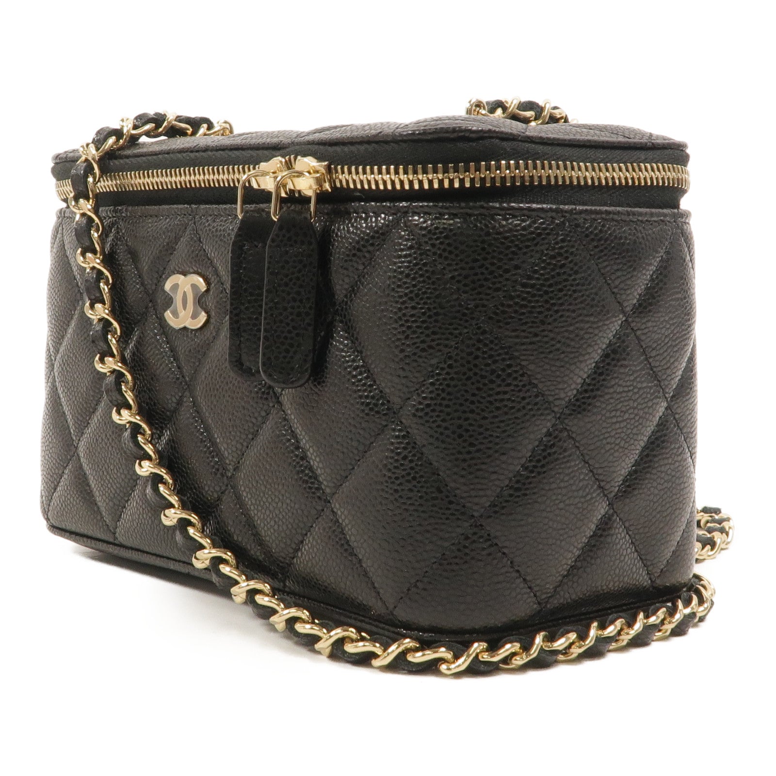 CHANEL 牛皮皮革Vanity Case鏈帶肩背袋