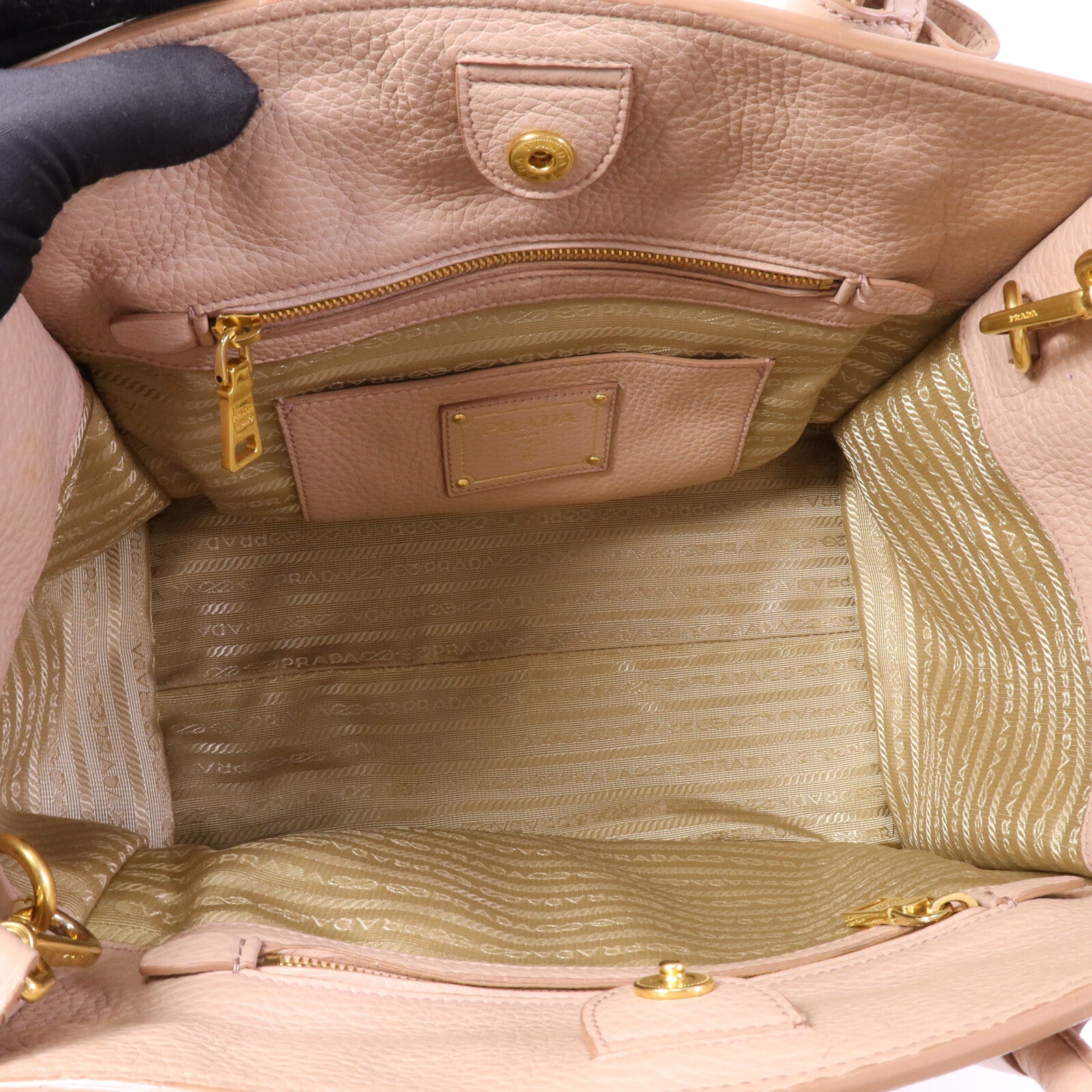 PRADA 牛皮皮革2 Way Shoulder金扣手挽肩背兩用袋