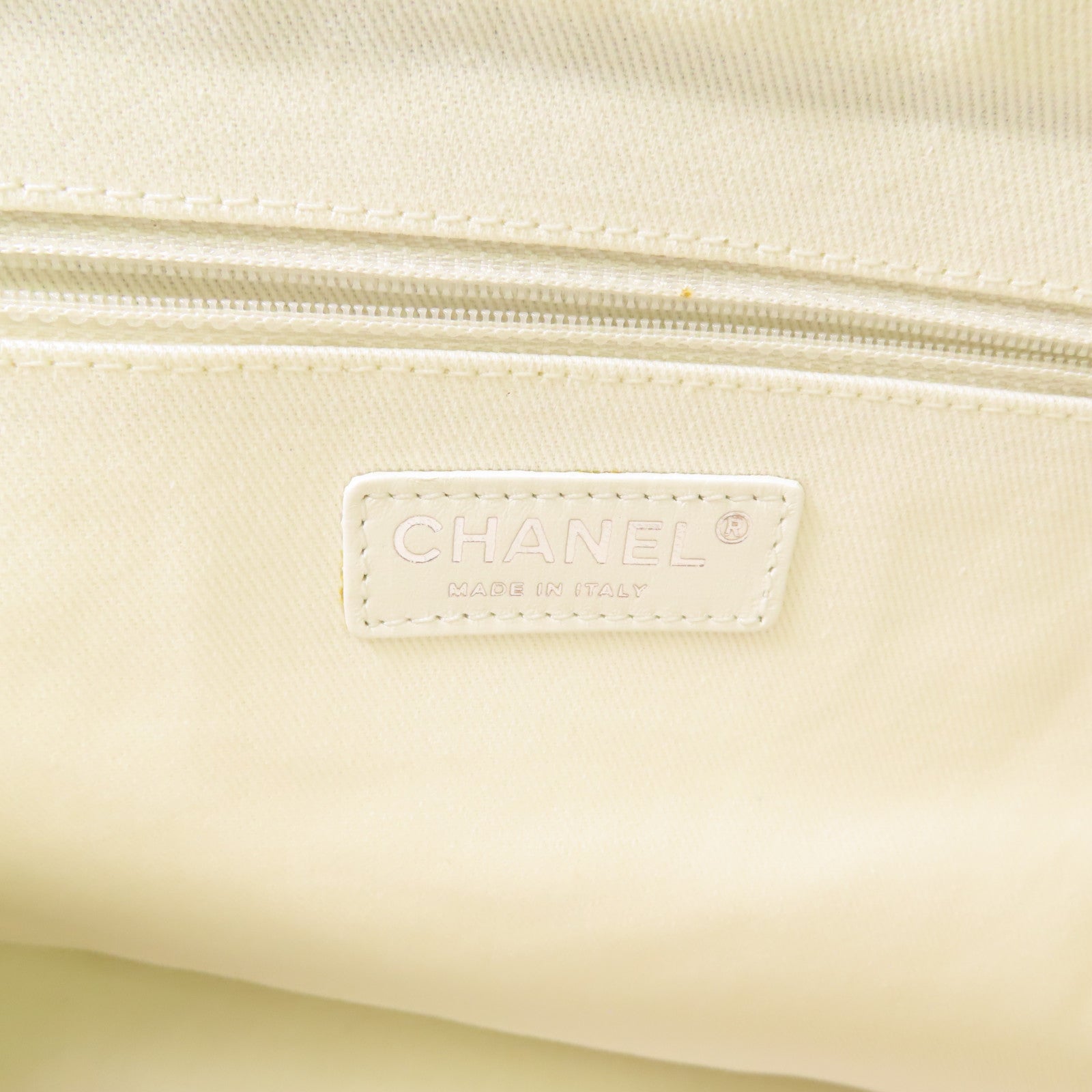 CHANEL 帆布CC Striped Tote Bag銀扣手挽袋