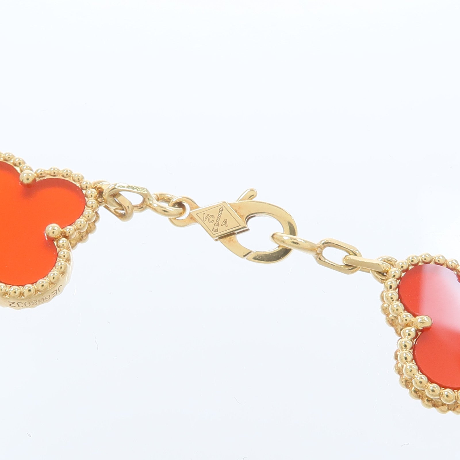 Van Cleef & Arpels 18K黃金Vintages Alhamra Carnelian Bracelets紅玉髓手鏈