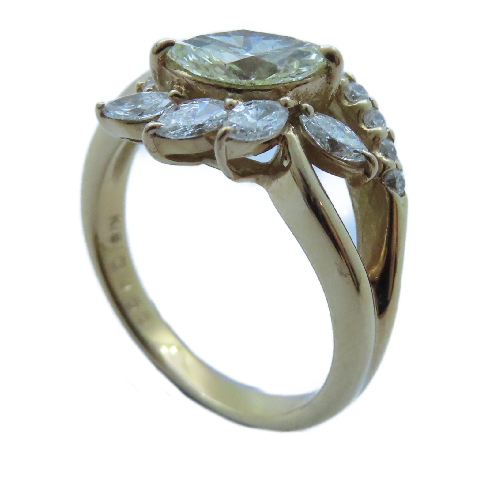 JEWELRY 【激減優惠】18K黃金Diamond Ring 0.466ct/0.38ct鑽石戒指US#5.5