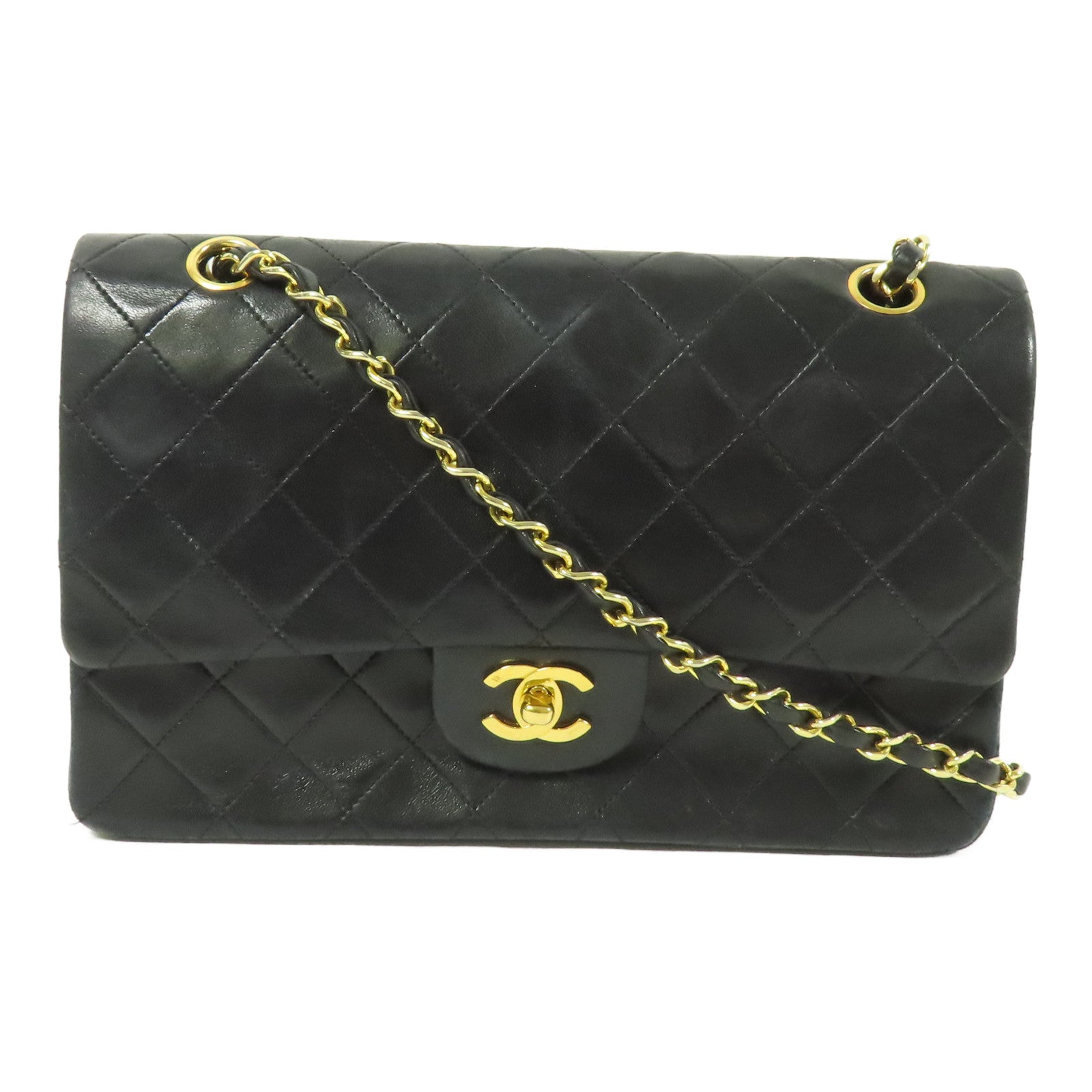 CHANEL 牛皮皮革Vintage Chain Shoulder金扣鏈帶肩背袋