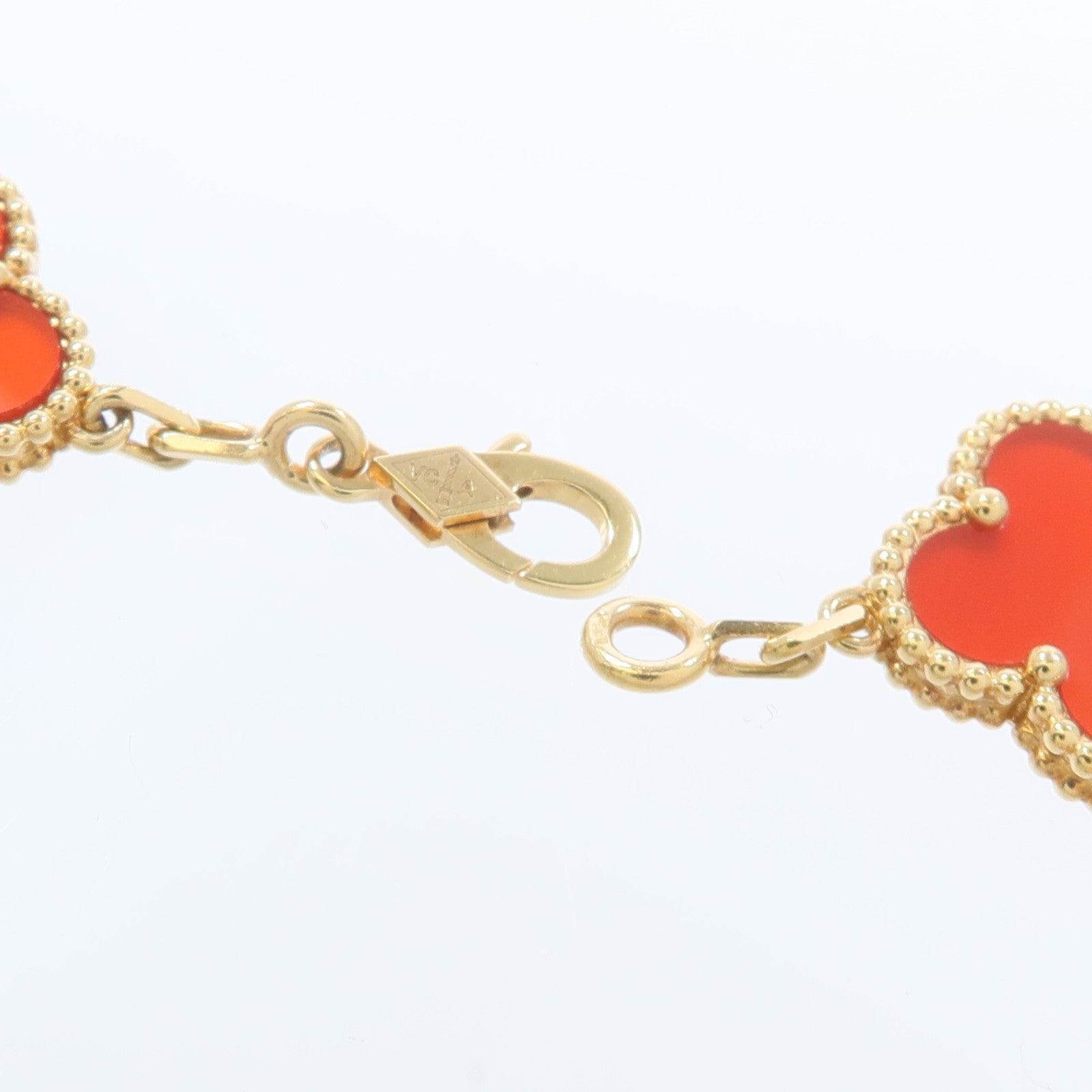 Van Cleef & Arpels 18K黃金Vintages Alhamra Carnelian Bracelets紅玉髓手鏈