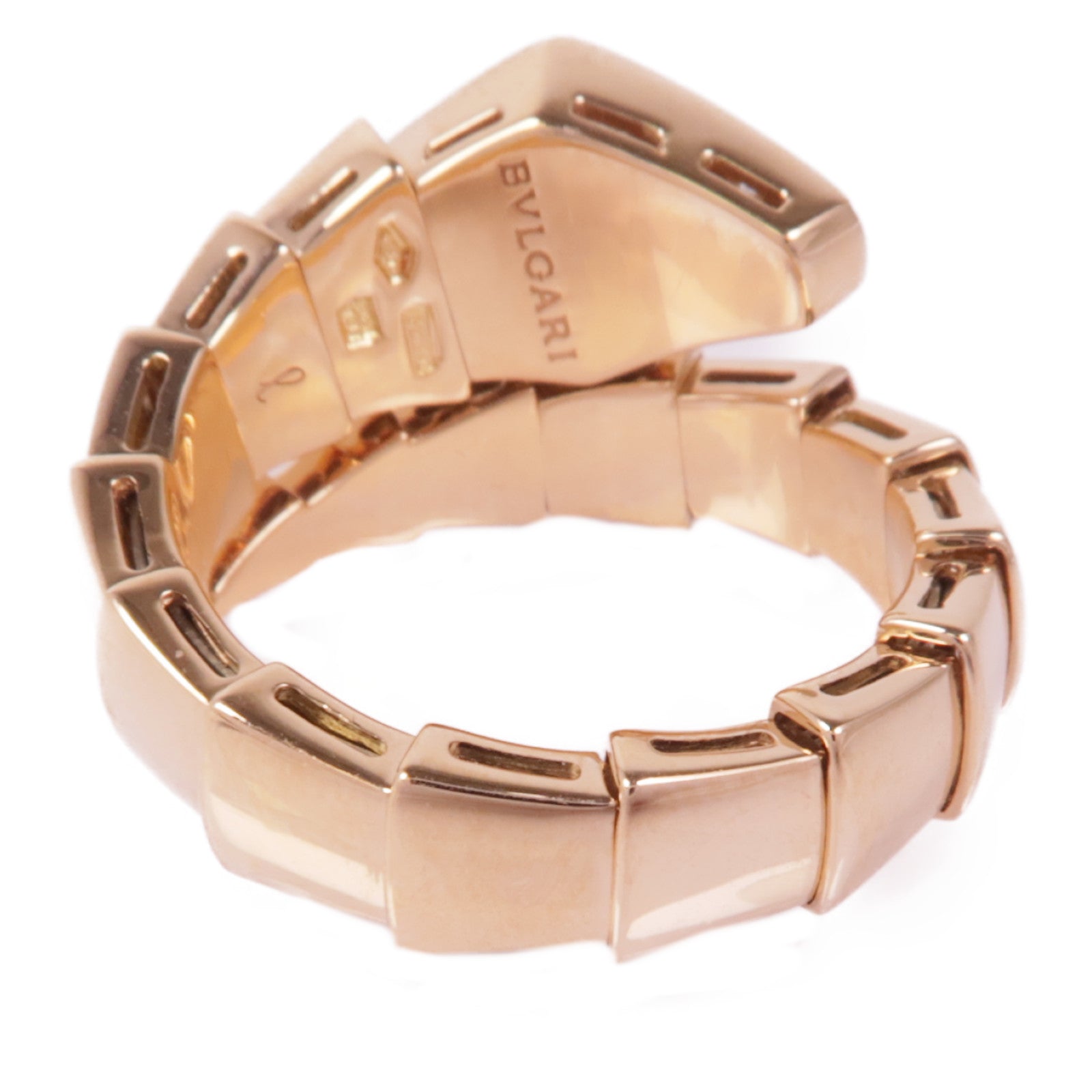 BVLGARI 18K玫瑰金Serpenti Viper Ring鑽石戒指Bvlgari#53/US#6.5