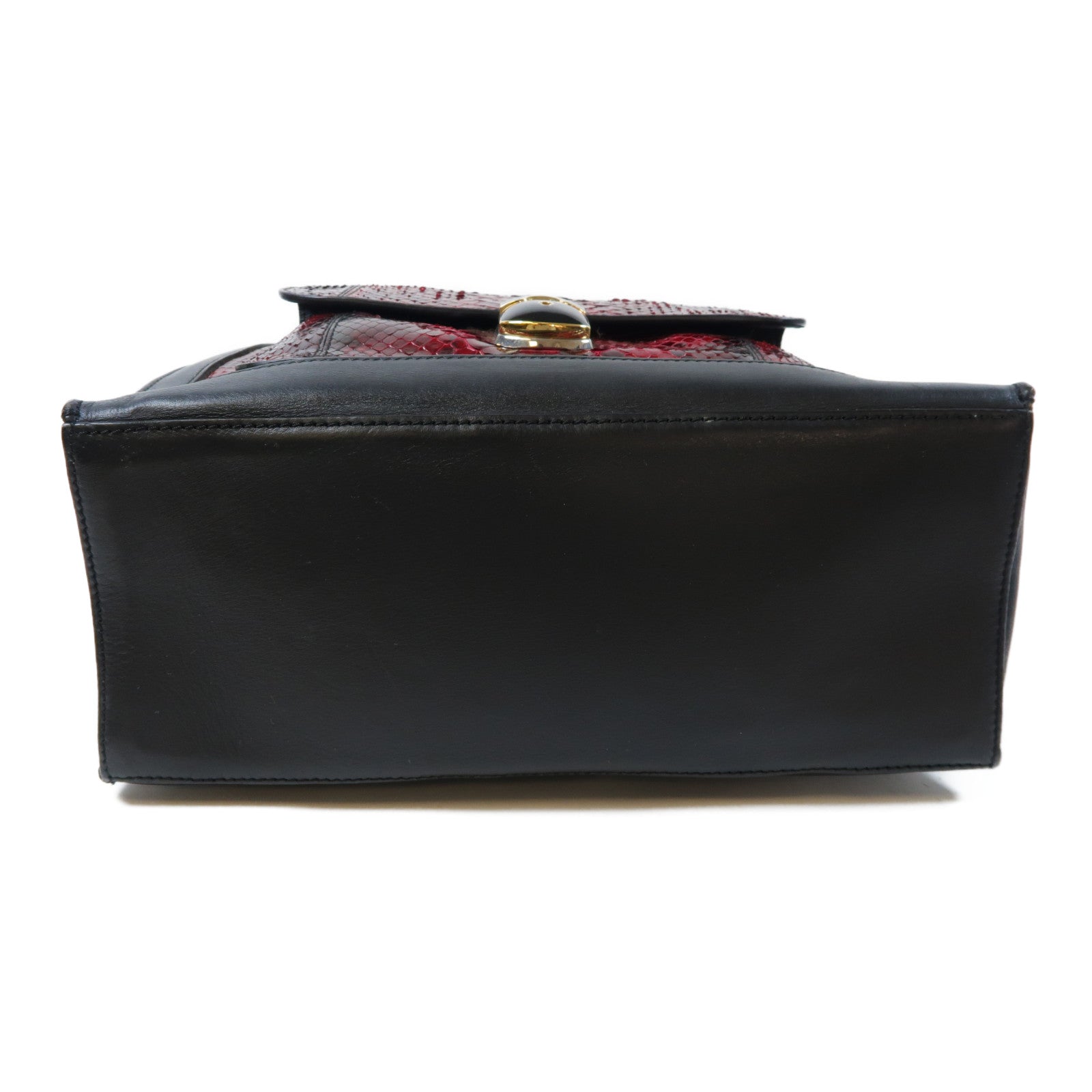 BALENCIAGA 【激減優惠】蛇皮皮革/牛皮皮革2 Way Shoulder Bag金扣手挽肩背兩用袋紅色/黑色