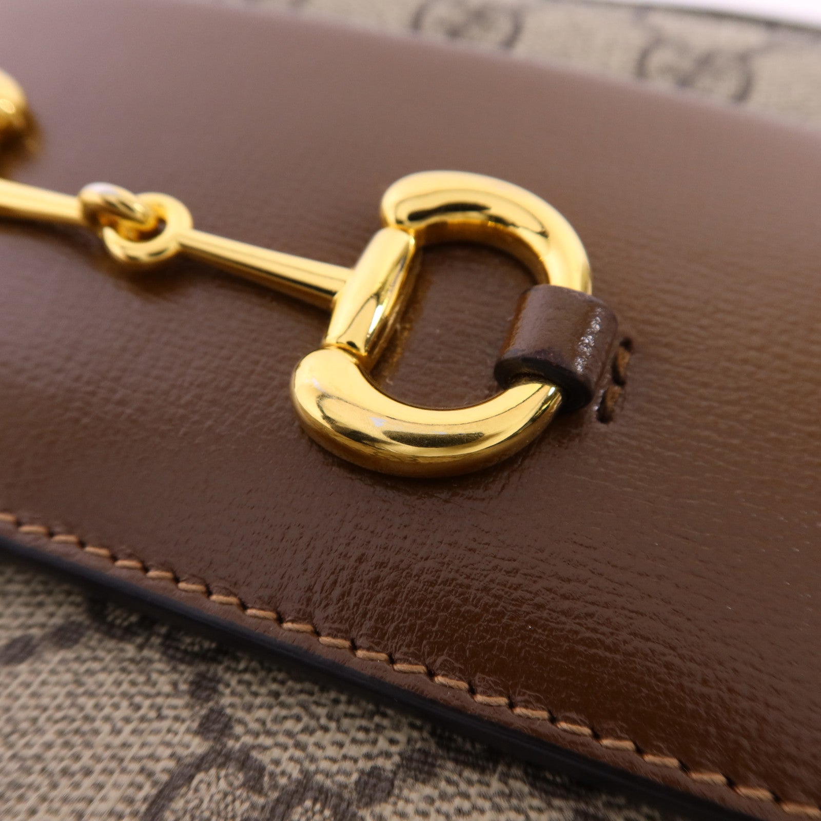 GUCCI 塗層帆布Horsebit 1955 Shoulder Bag金扣肩背袋