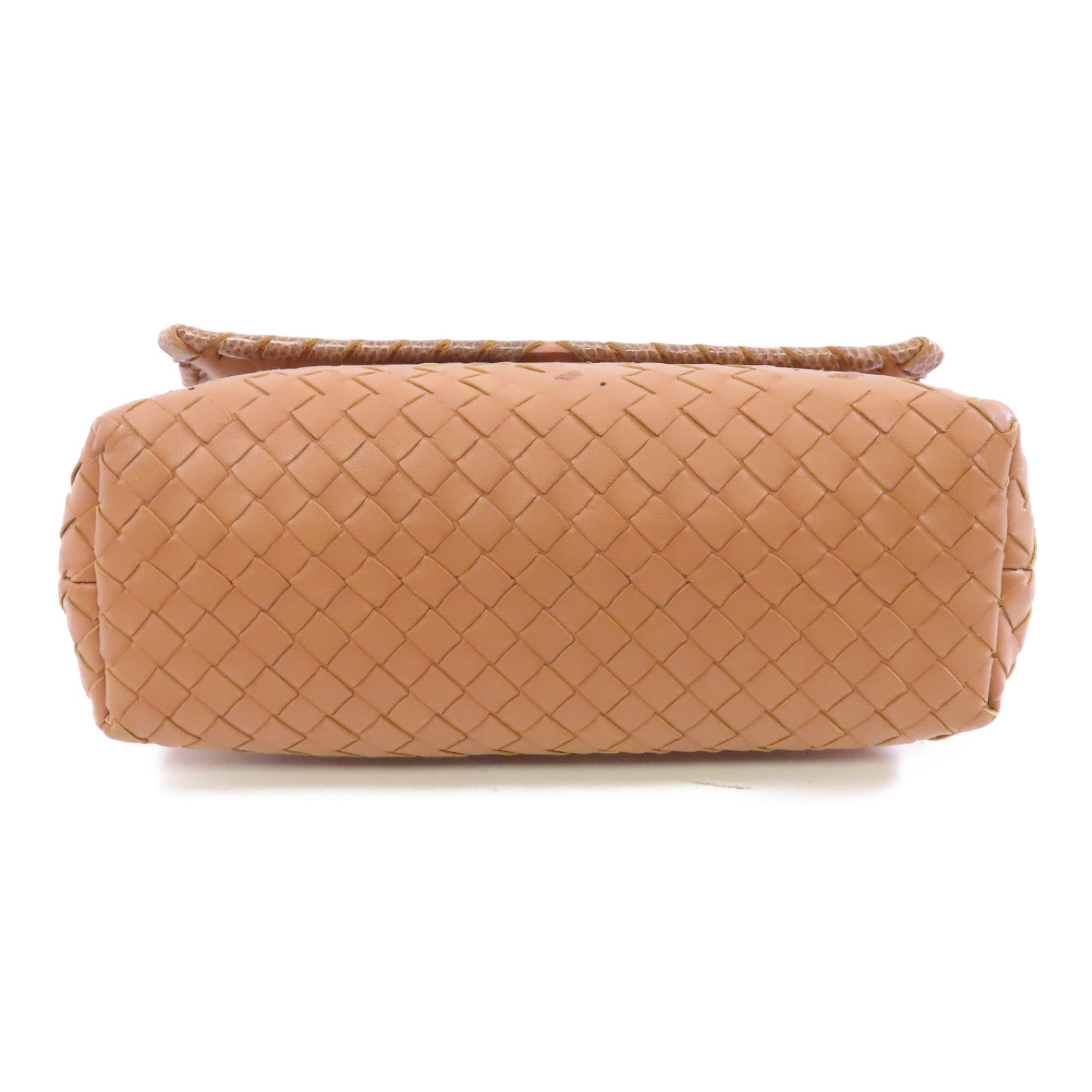 BOTTEGA VENETA 【激減優惠】織紋皮革/蛇皮皮革Chain Shoulder Bag鏈帶肩背袋杏色