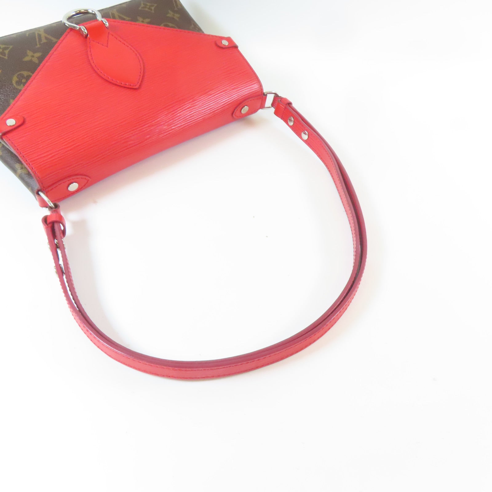LOUIS VUITTON Monogram/Epi Saint Michel銀扣肩背袋啡色/紅色