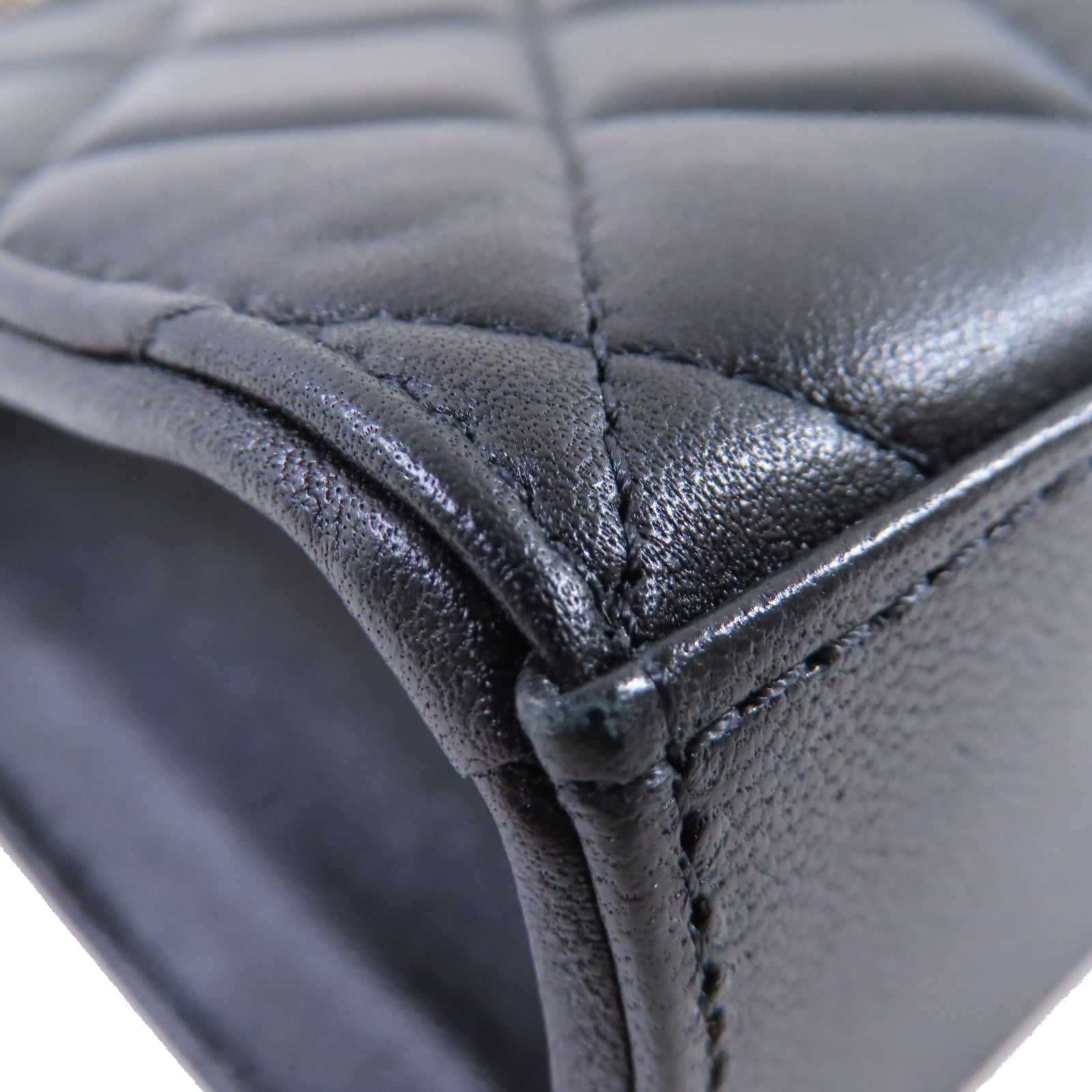CHANEL 羊皮皮革Chain Shoulder Bag金扣鏈帶肩背袋黑色