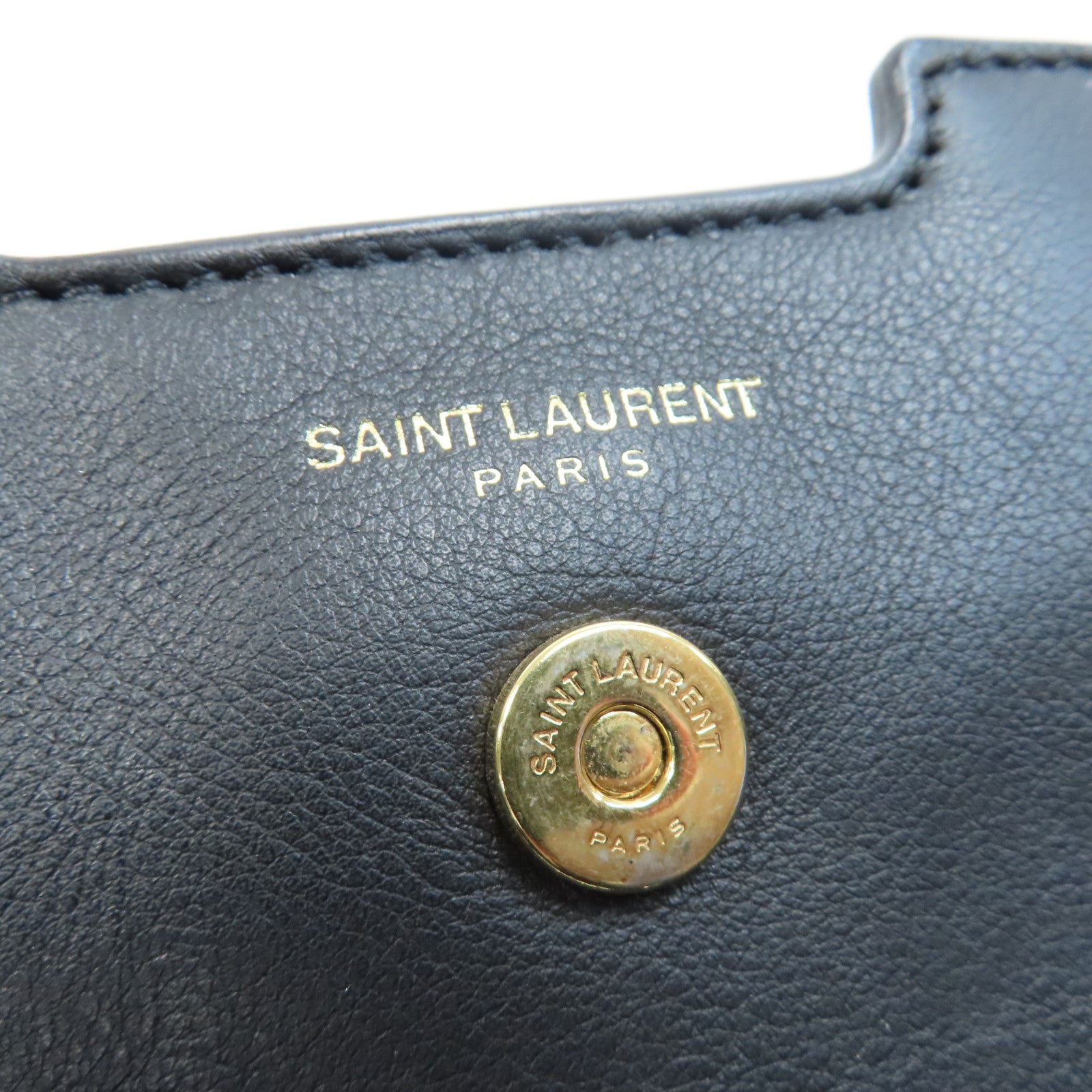 SAINT LAURENT 牛皮皮革2 Way Shoulder金扣手挽肩背兩用袋黑色